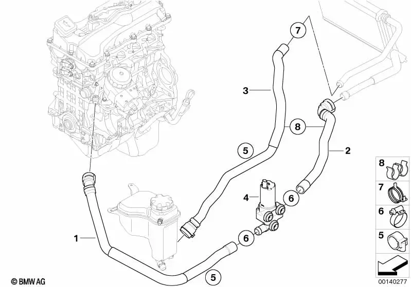 Auxiliary Water Pump and Heater Hoses diagram