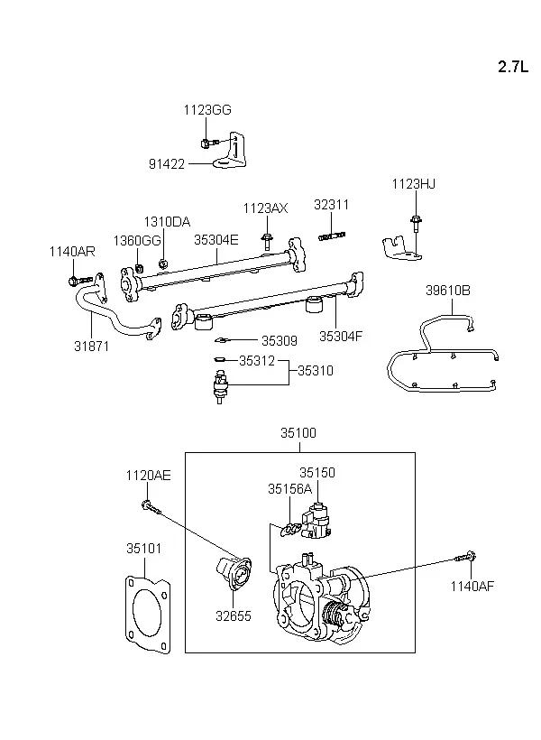 Throttle Body and Fuel Injectors diagram
