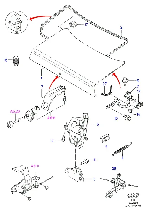 Tailgate and Lock Mechanism diagram
