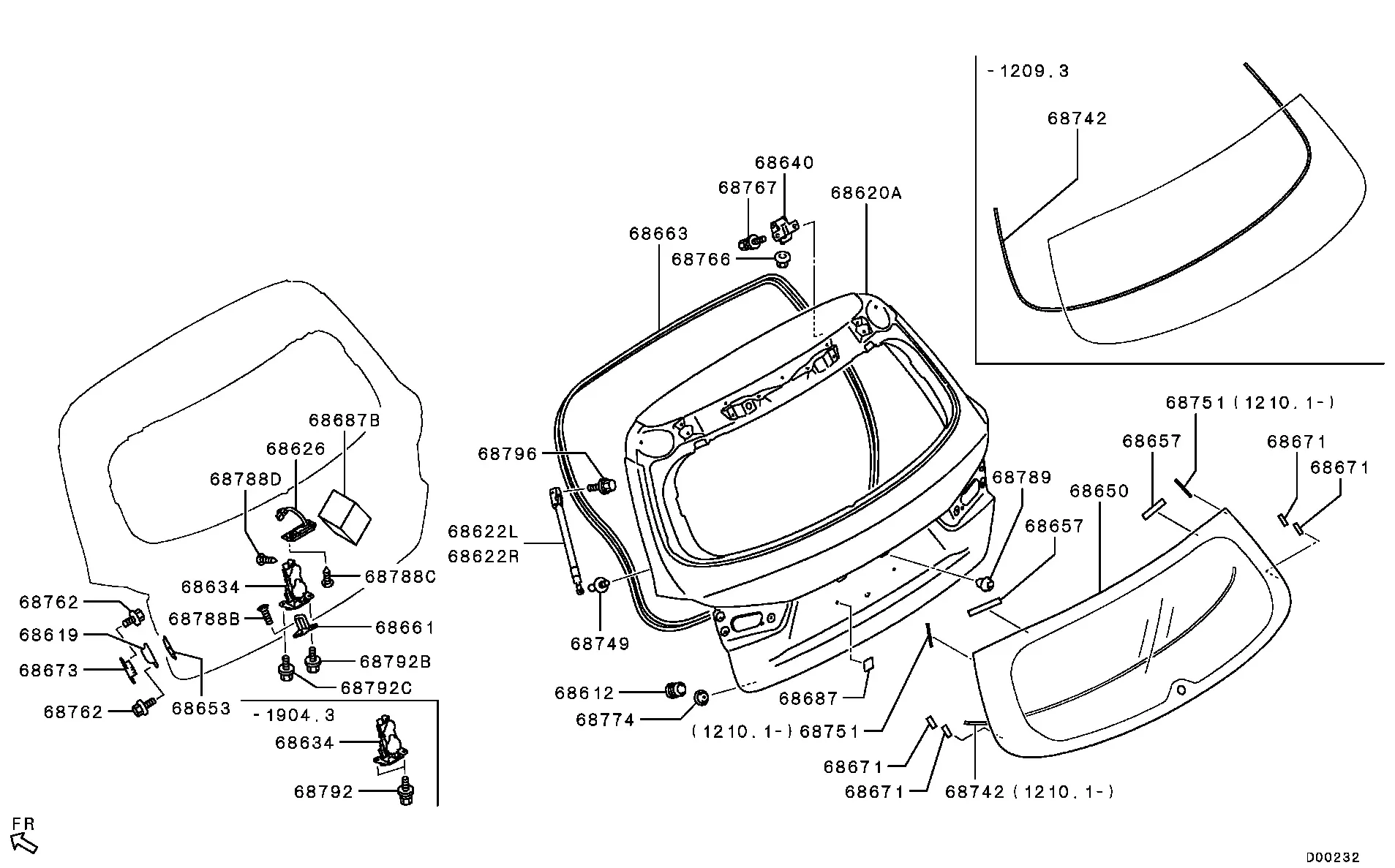 Tailgate Panel and Glass diagram