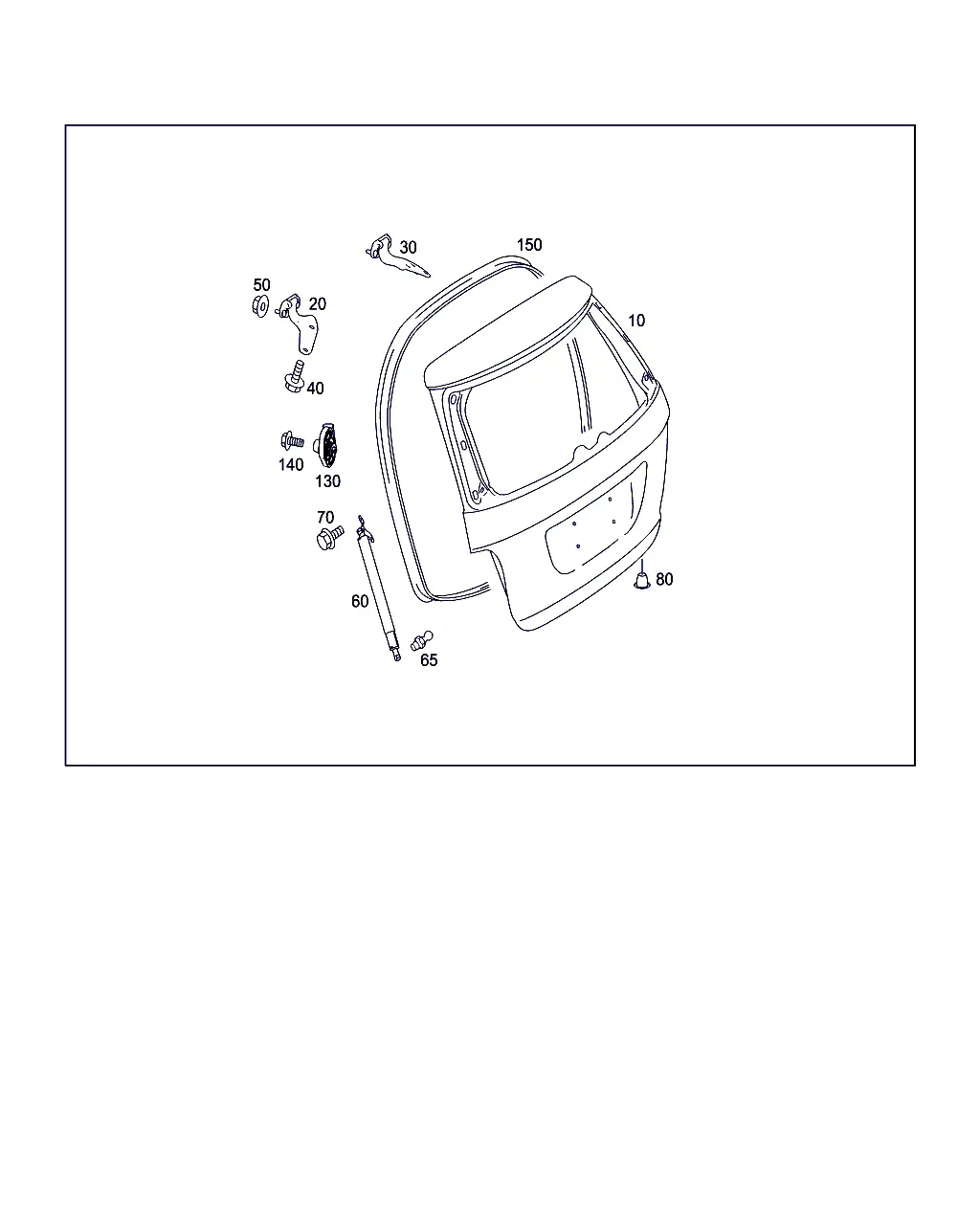 Tailgate with Hinges and Gas Struts diagram