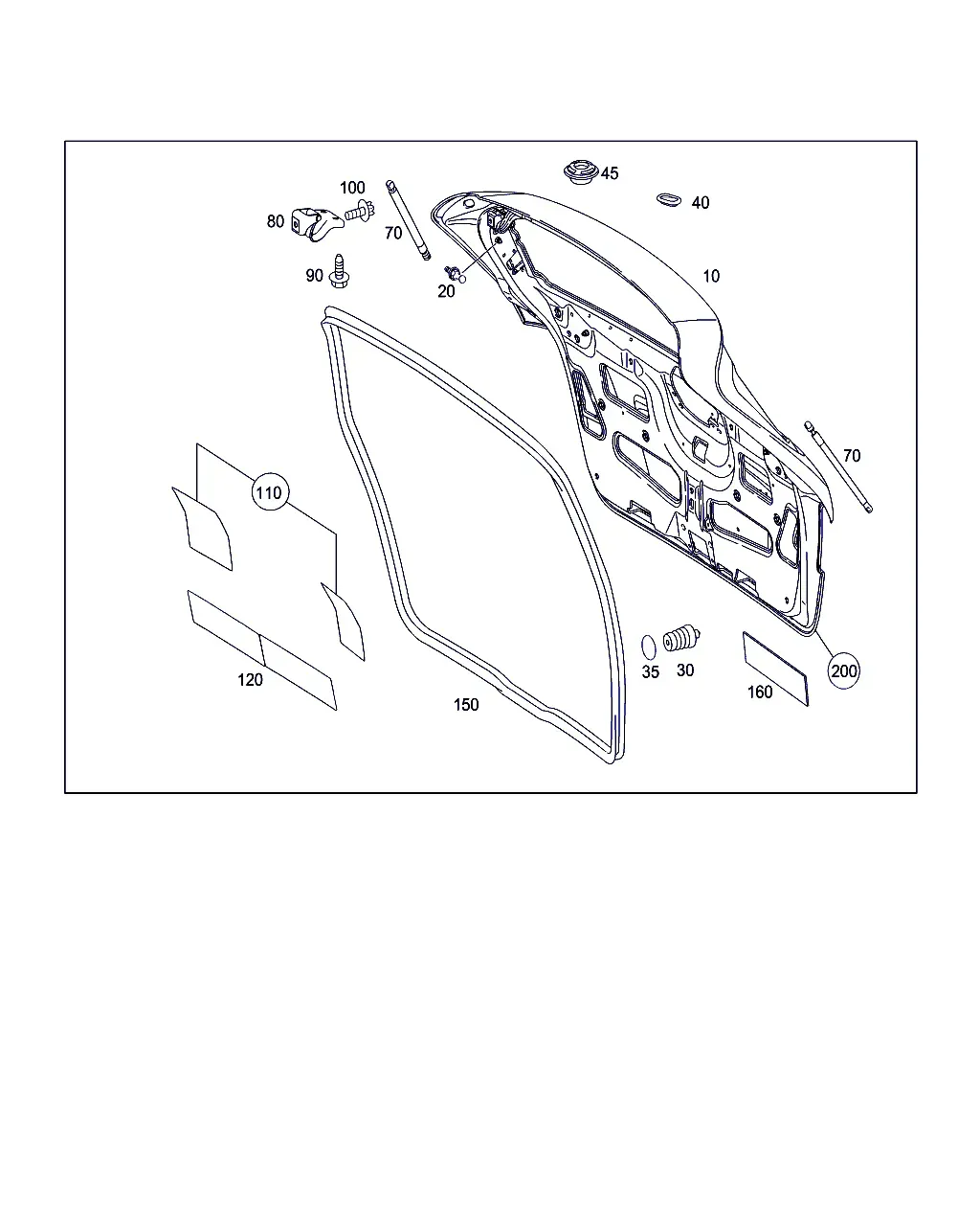Tailgate with Hinges and Gas Struts diagram