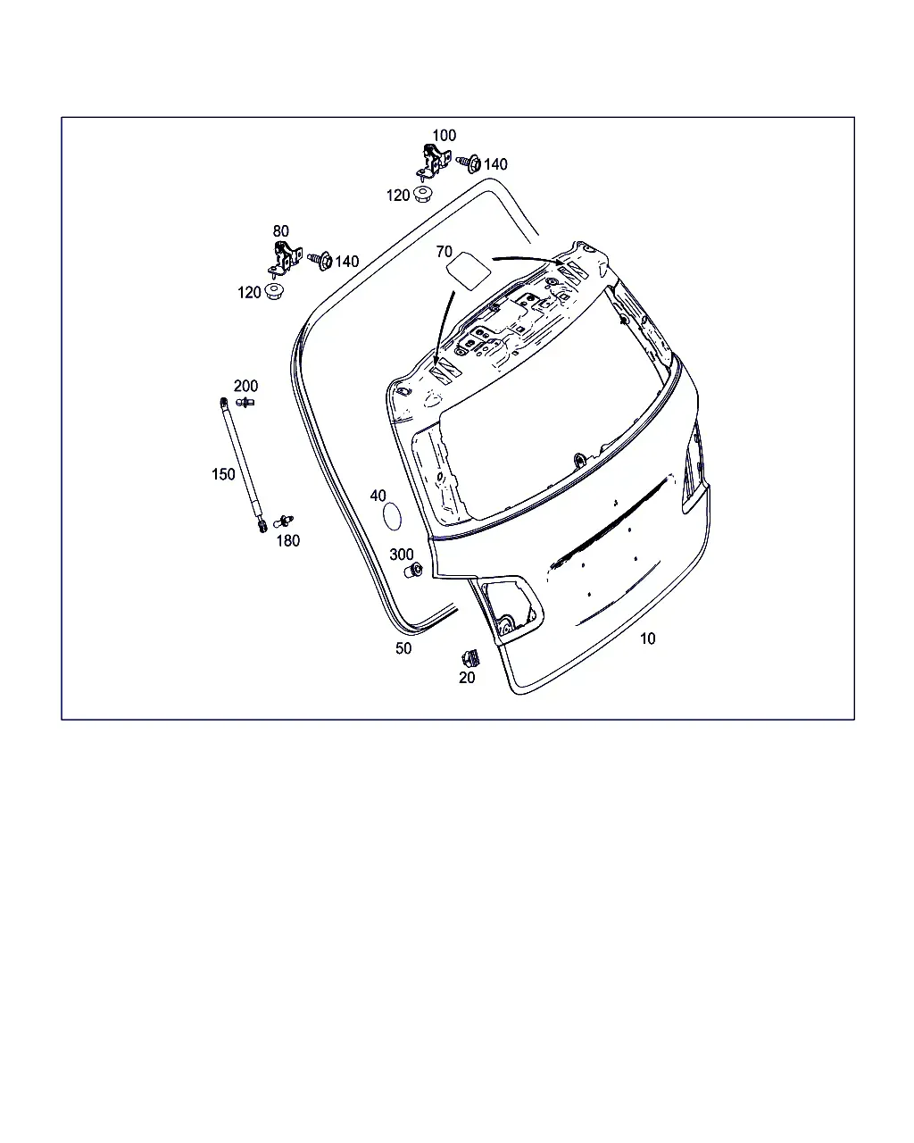 Tailgate with Hinges and Gas Struts diagram
