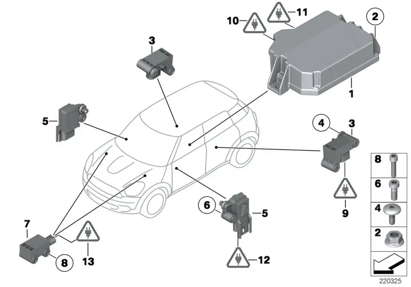 Airbag system electrical components diagram