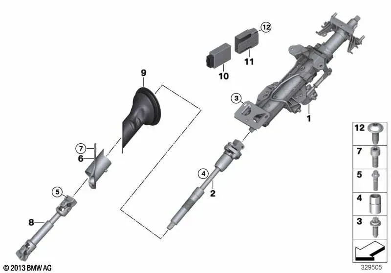 Electric Steering Column and Shaft diagram
