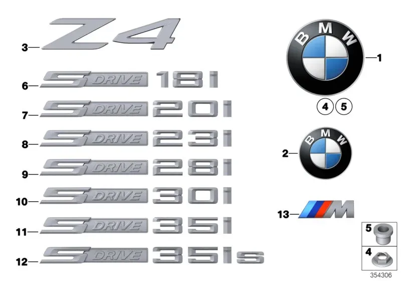 Emblems and lettering diagram