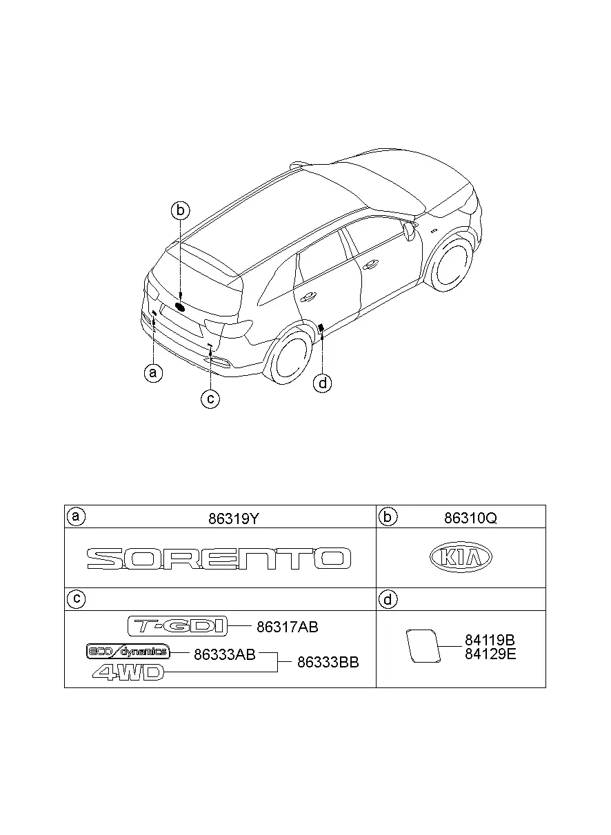 Эмблемы и наклейки кузова diagram