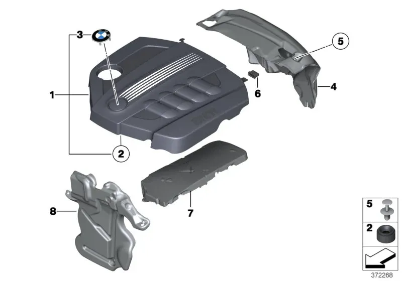 Engine acoustic cover diagram