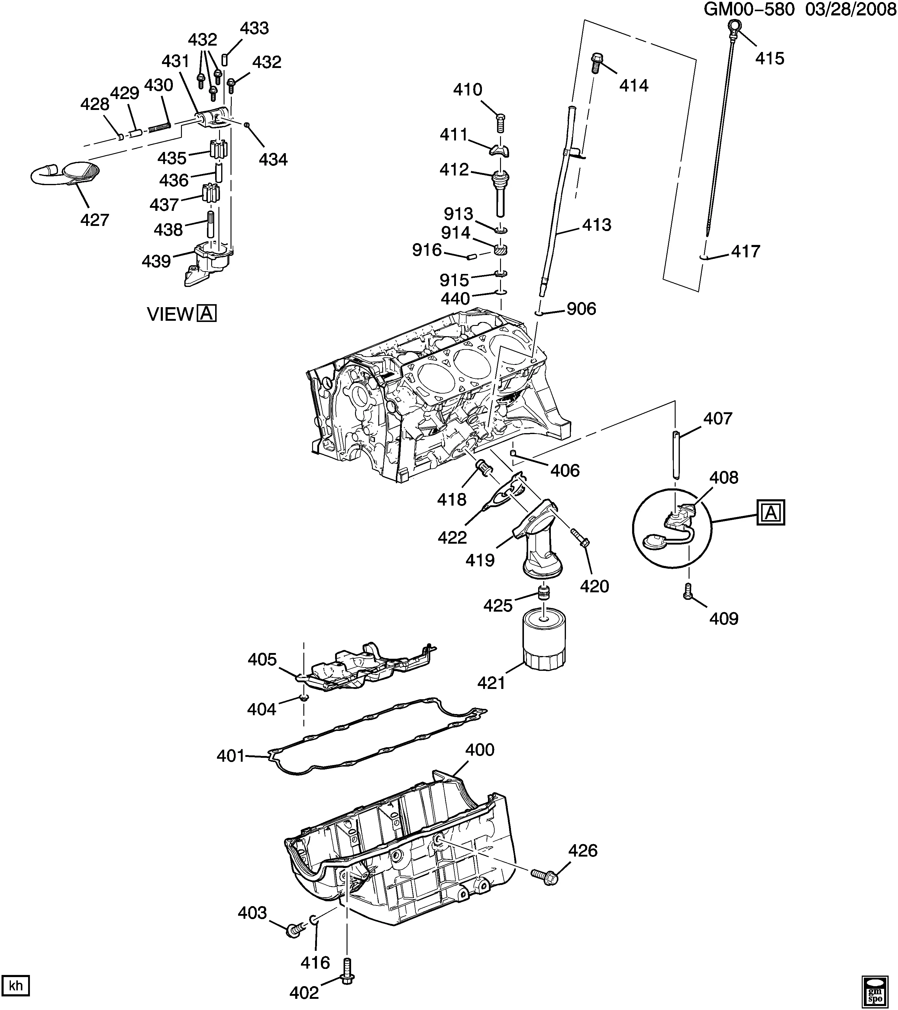Oil pump and oil pan diagram