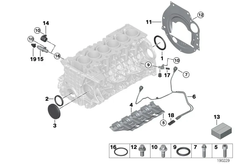 Engine block mounting parts diagram