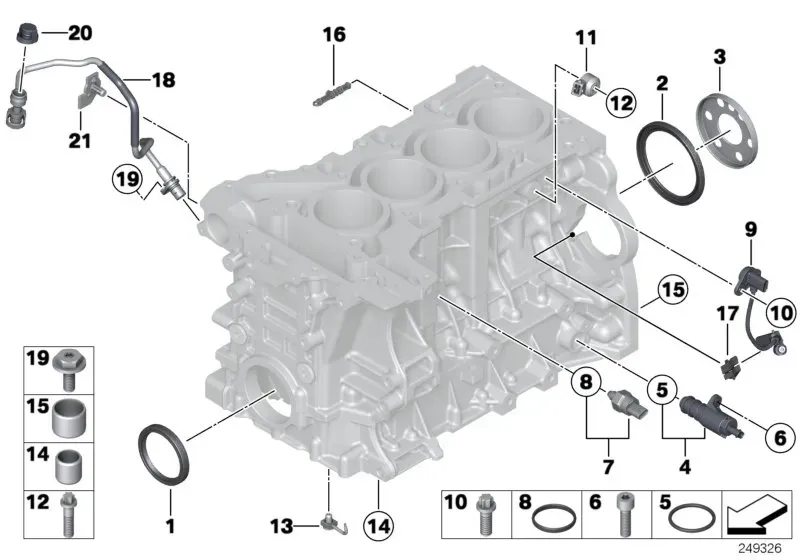 Engine block mounting parts diagram