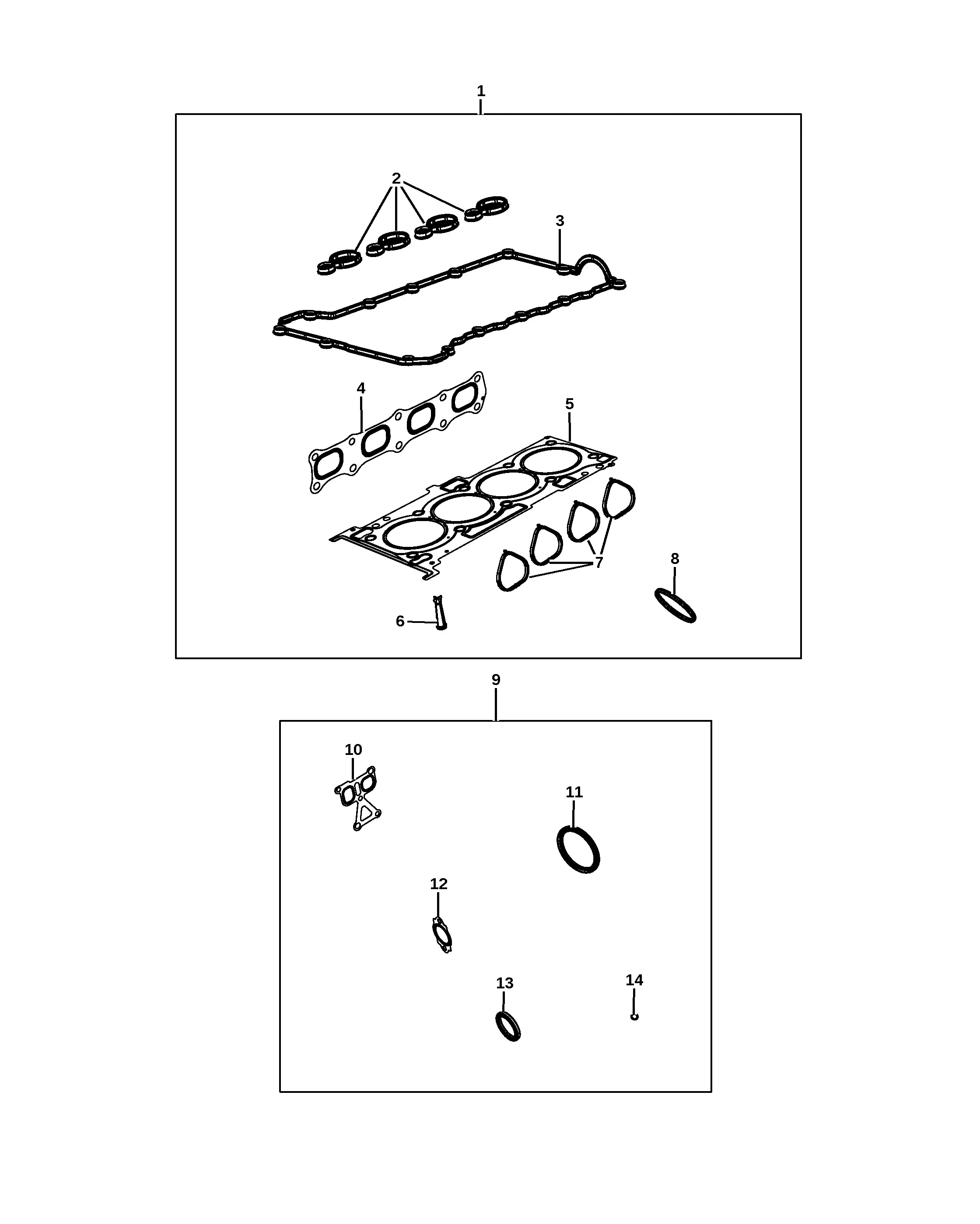 Engine gasket kit diagram