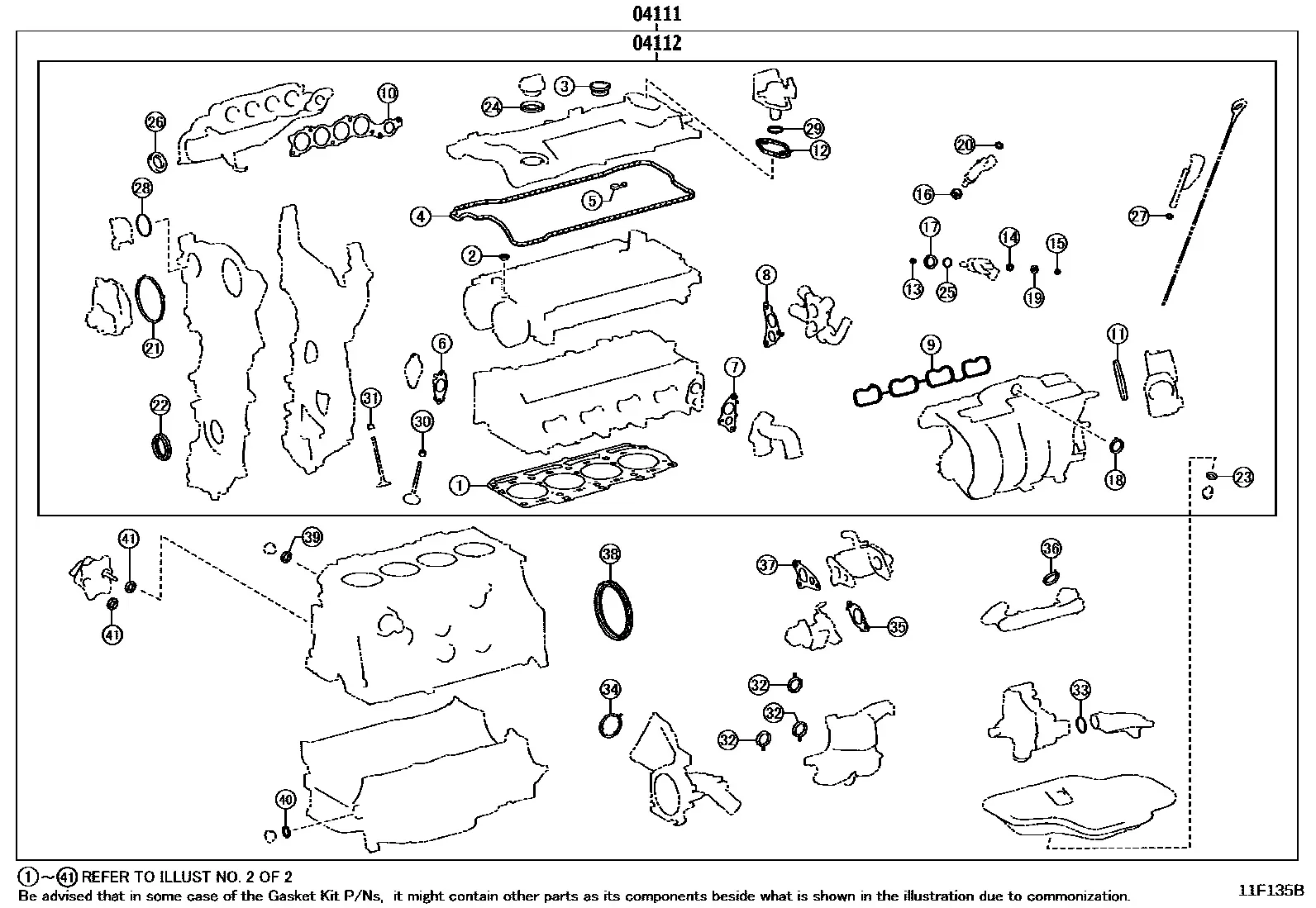 Engine gasket kit diagram