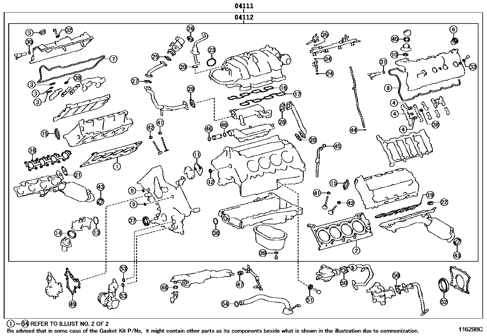 Engine gasket kit diagram