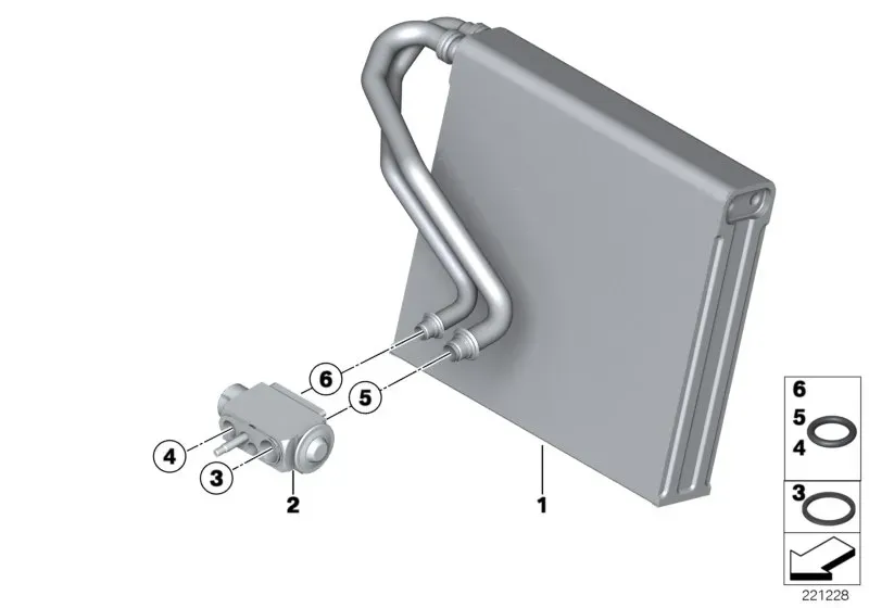 Evaporator and expansion valve diagram
