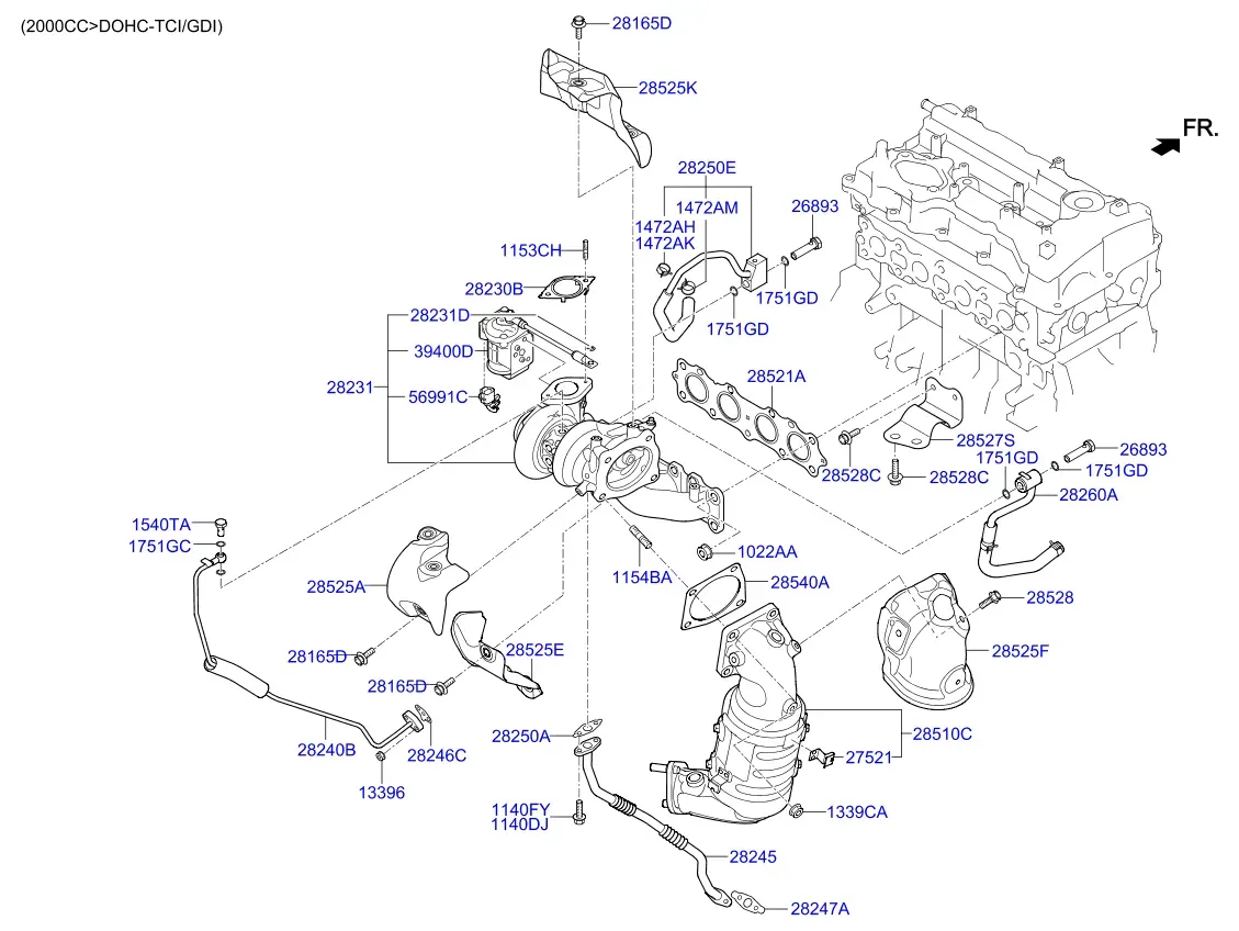 Exhaust manifold diagram