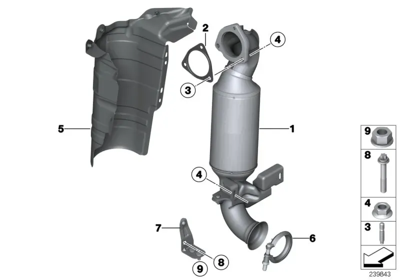 Exhaust manifold with catalytic converter diagram