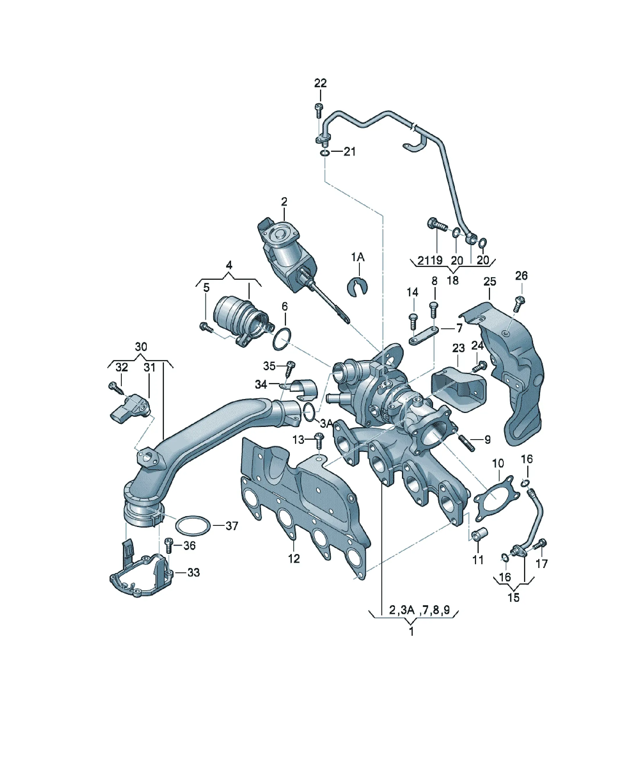 Exhaust manifold with turbocharger diagram