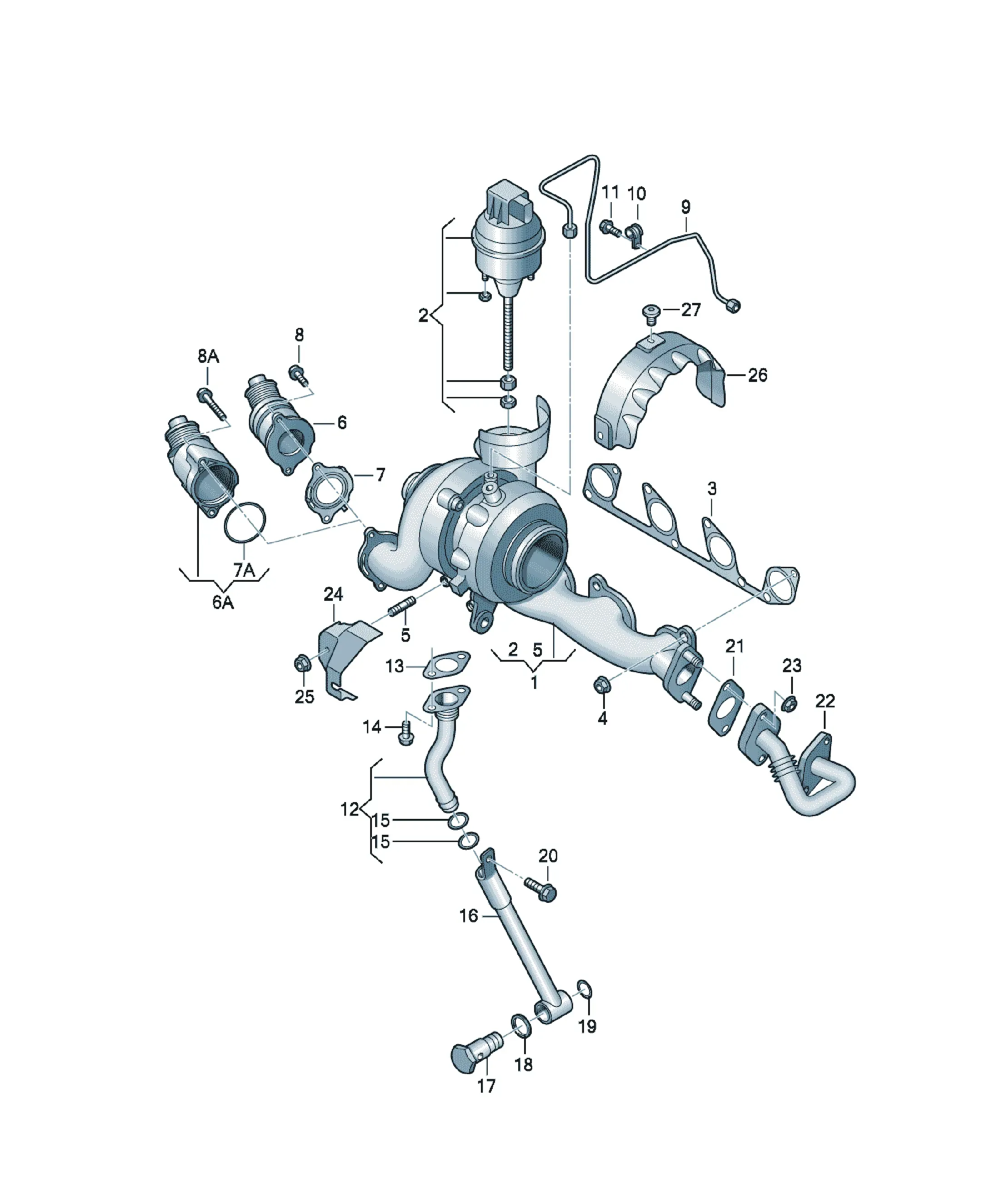 Exhaust manifold with turbocharger diagram