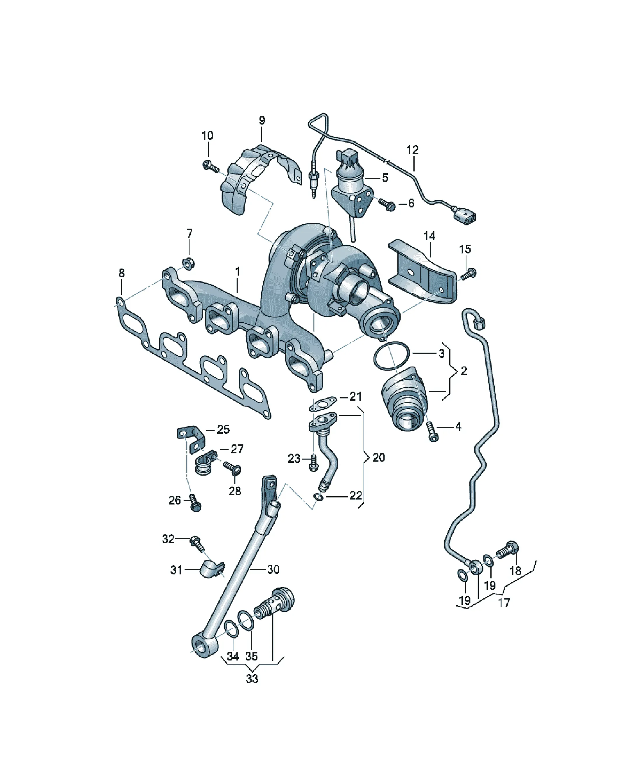 Exhaust manifold with turbocharger diagram