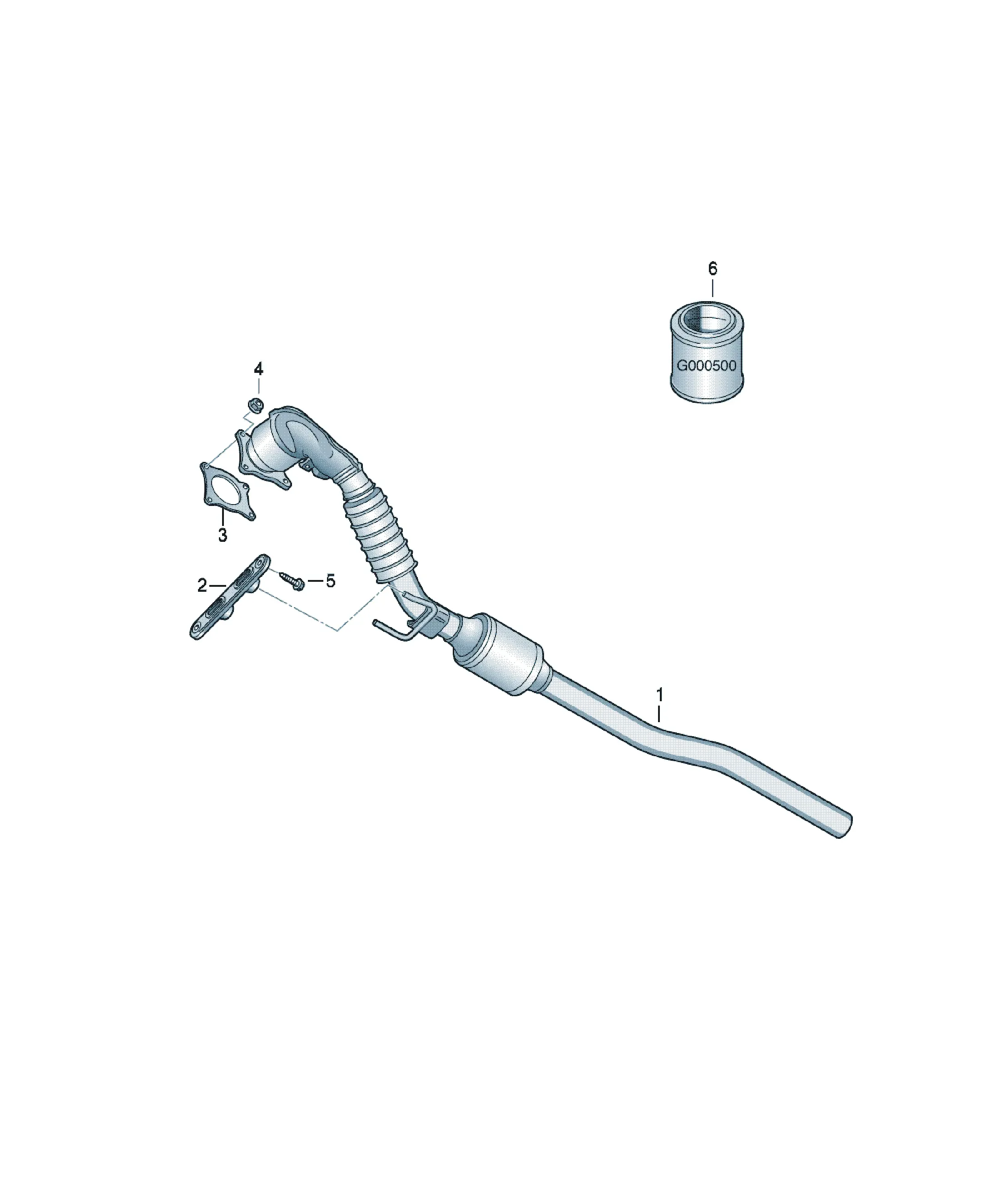 Exhaust pipe with catalyst diagram