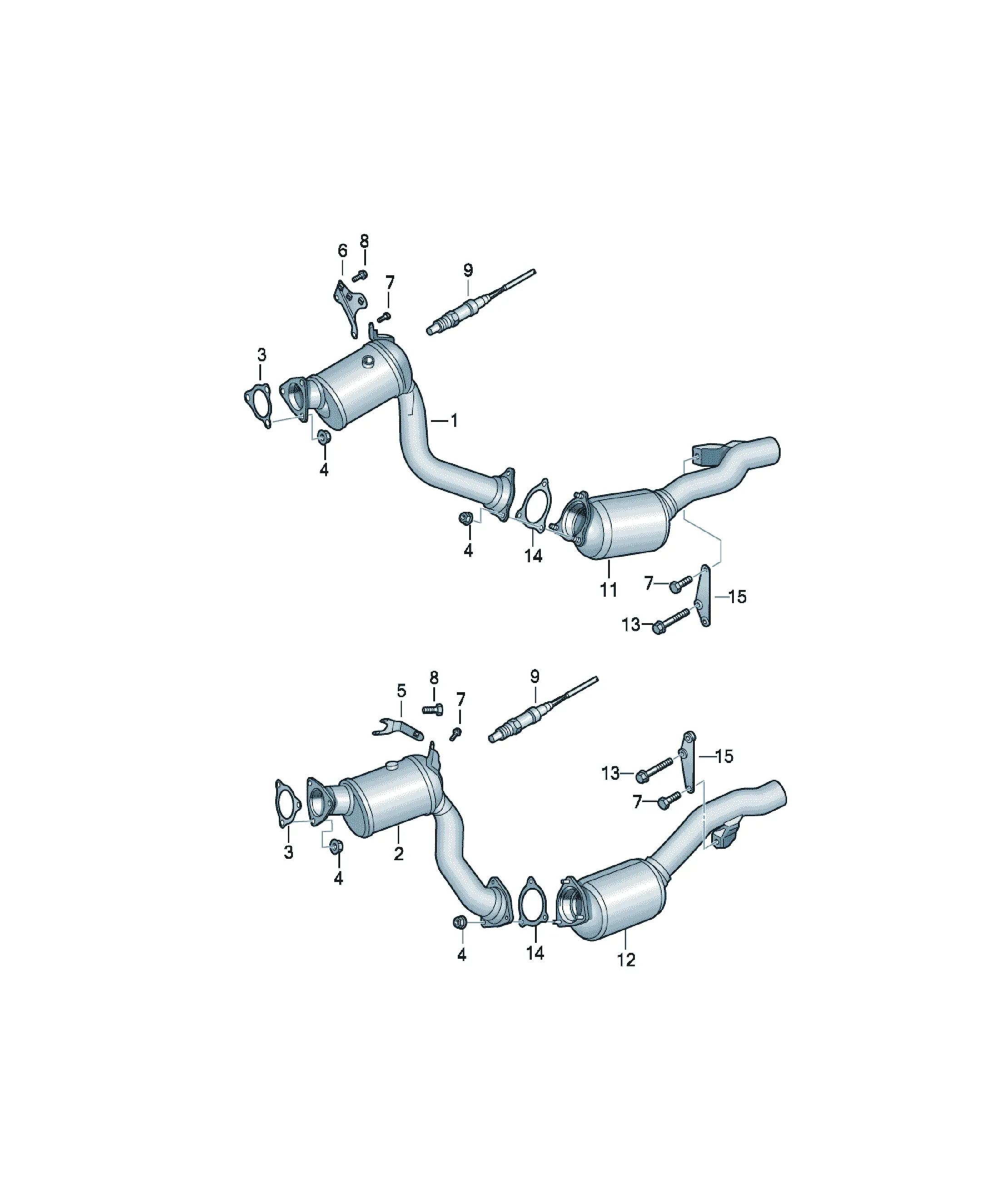 Exhaust pipe with catalyst diagram