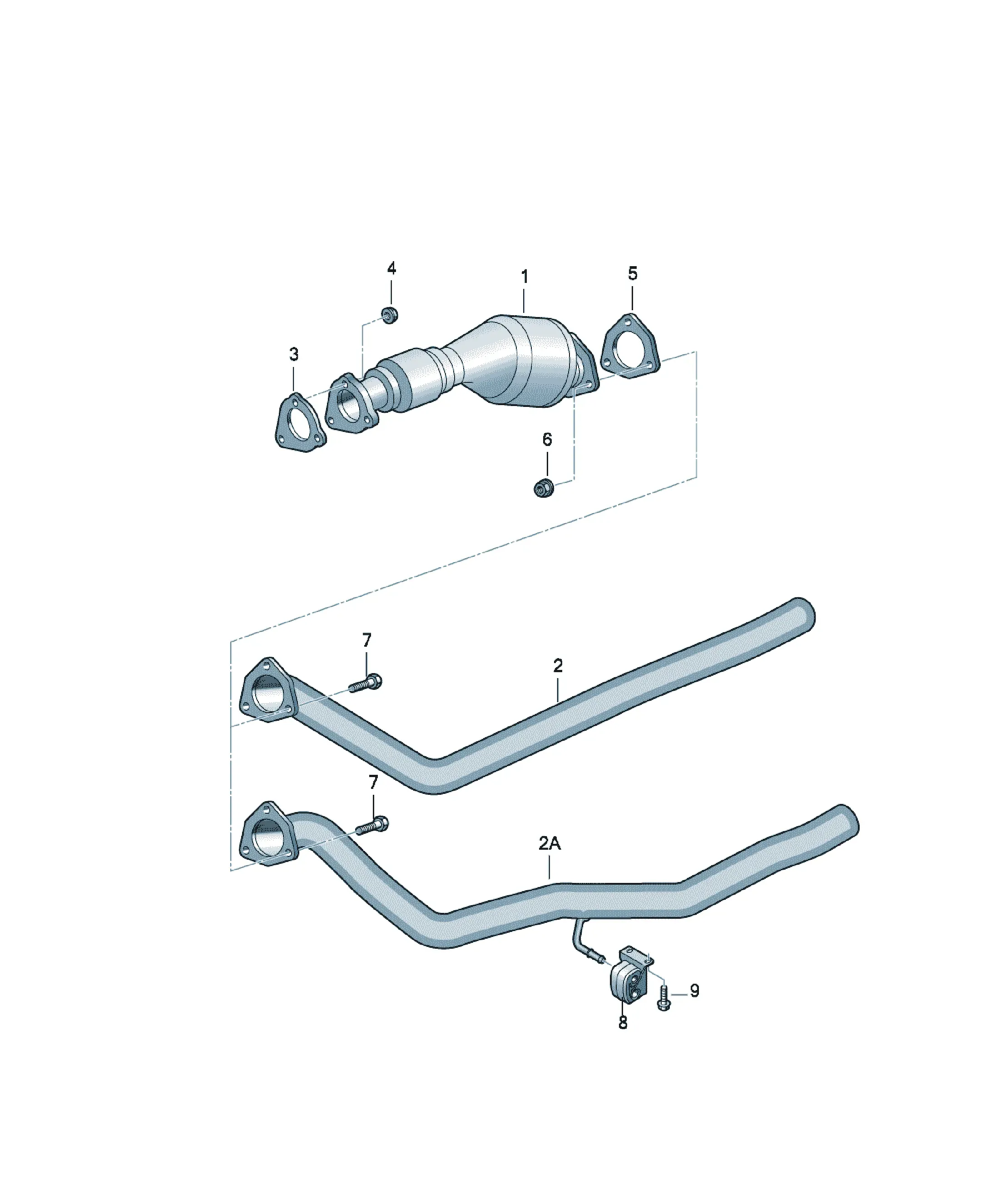 Exhaust pipe with catalyst diagram
