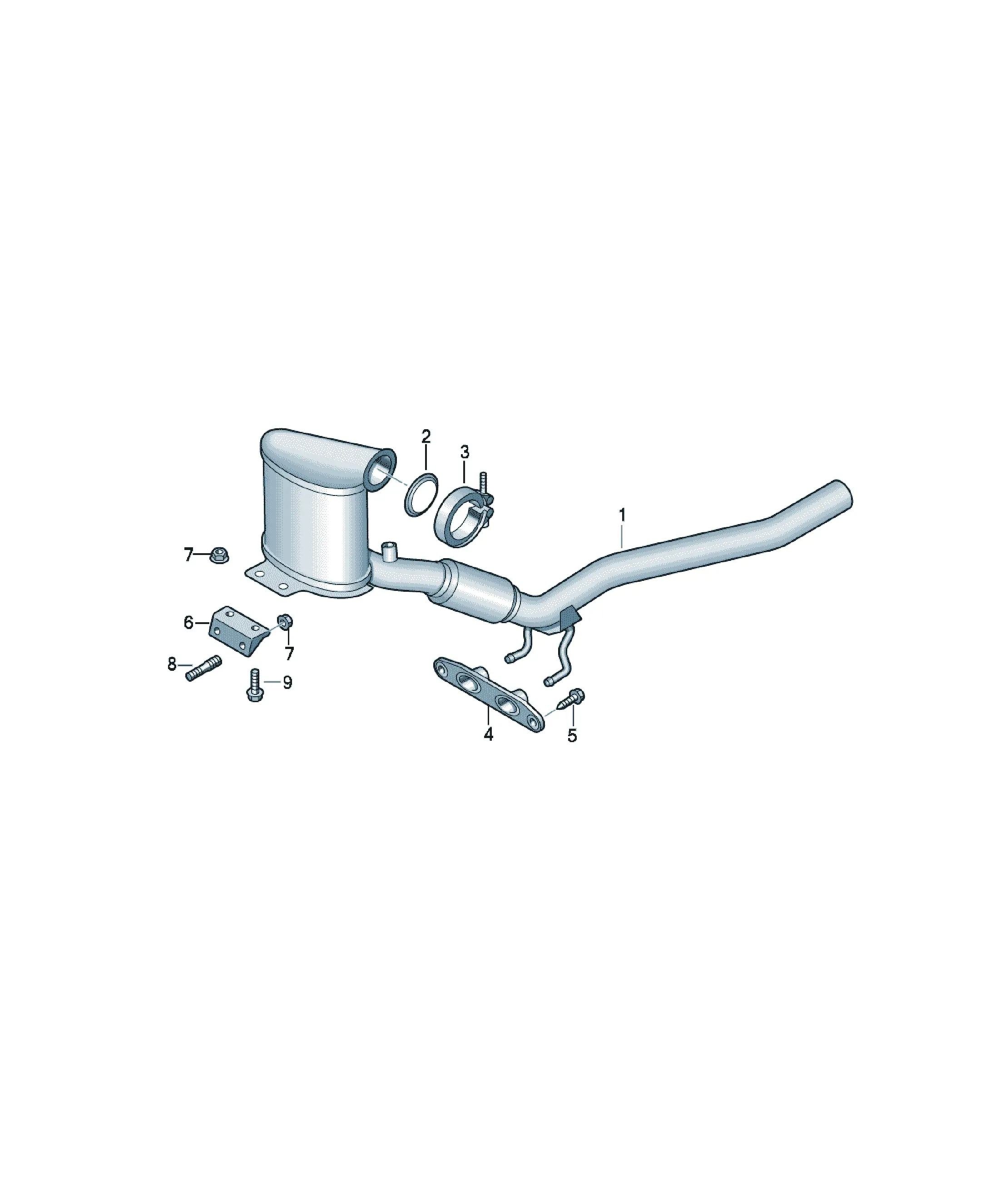 Exhaust pipe with catalyst diagram