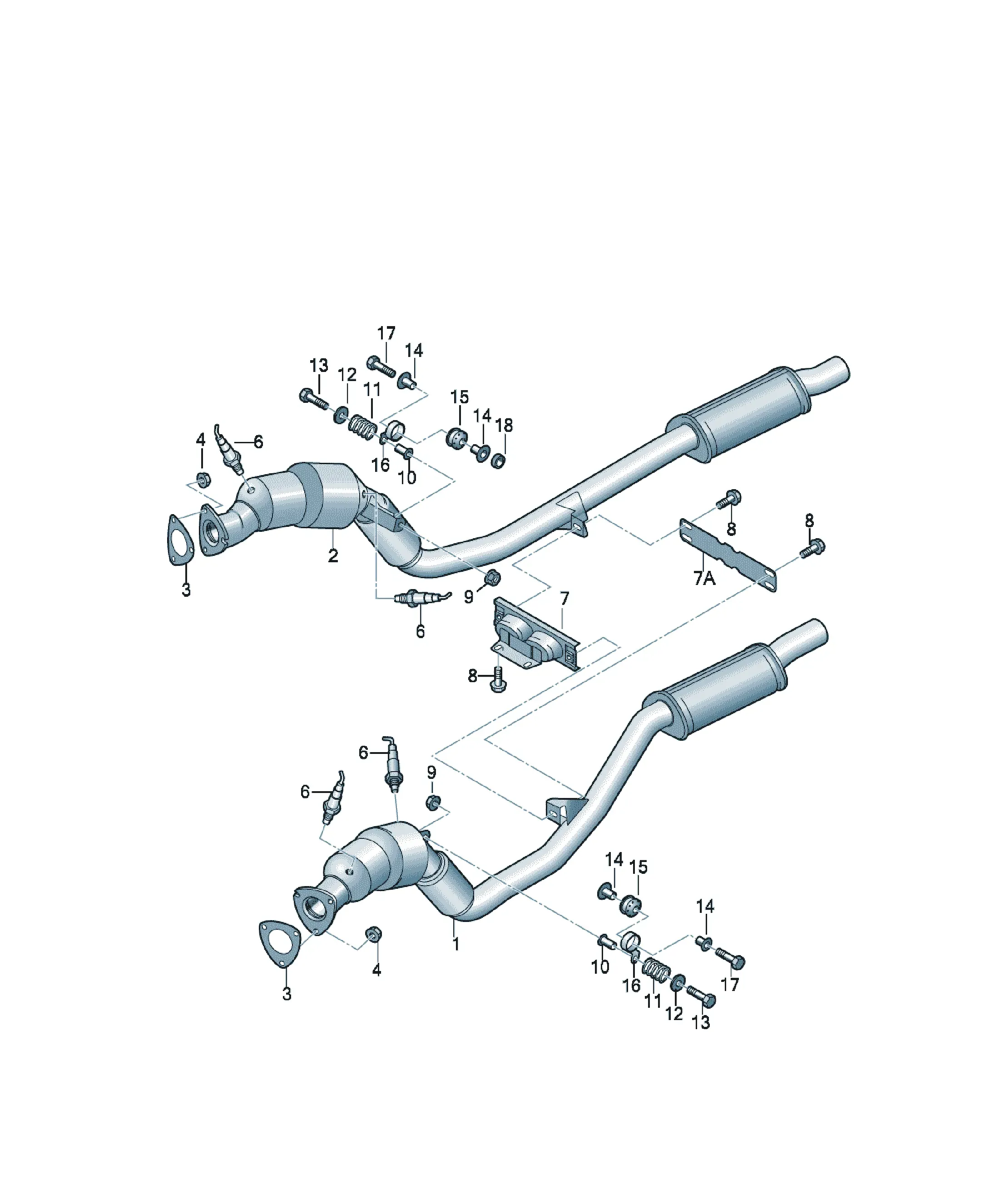 Exhaust pipe with catalyst diagram