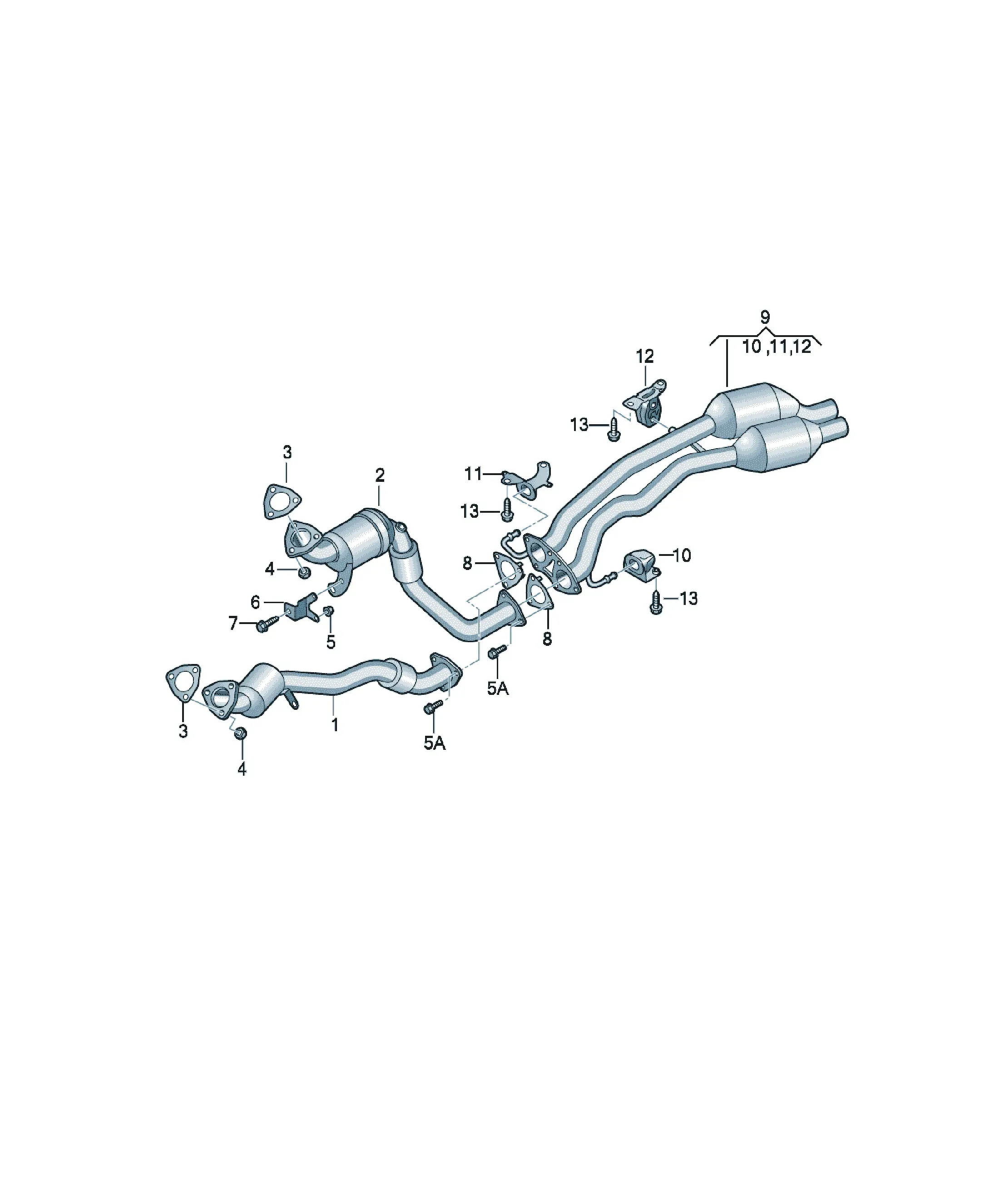 Exhaust pipe with catalyst diagram