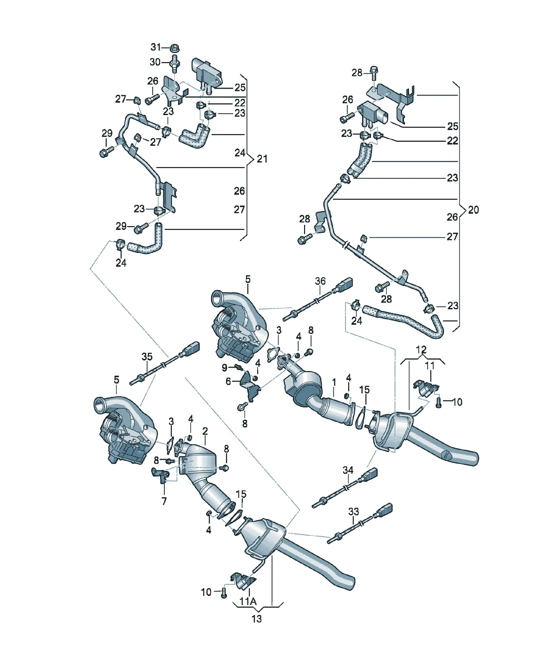 Exhaust pipe with catalyst diagram