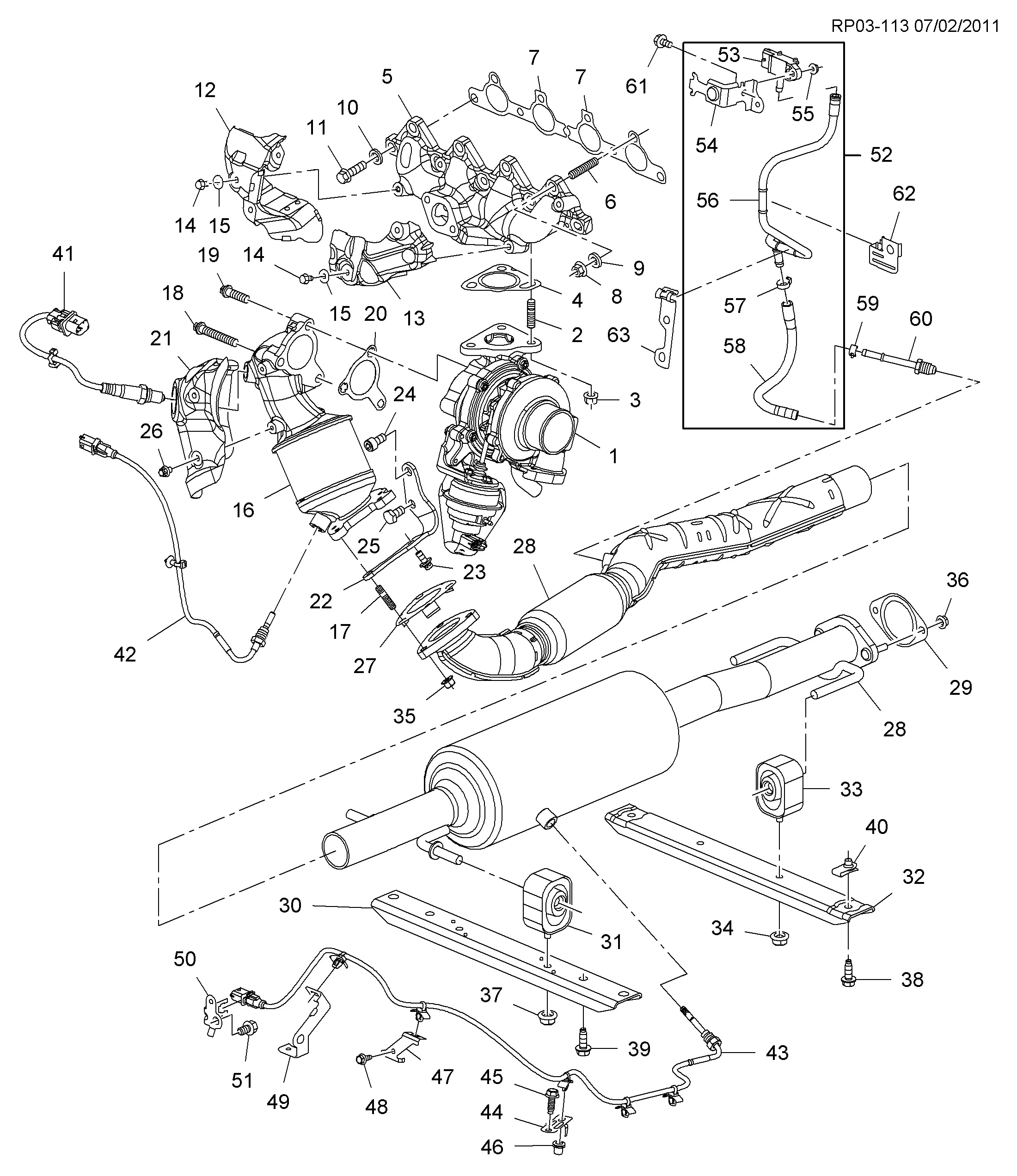 Front exhaust system diagram