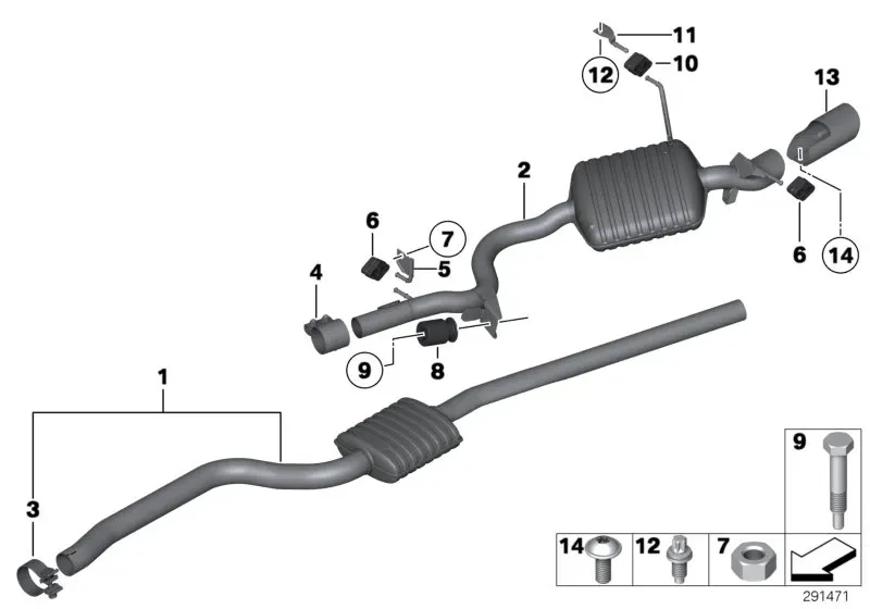 Rear exhaust system diagram