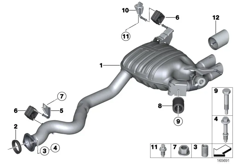 Rear exhaust system diagram