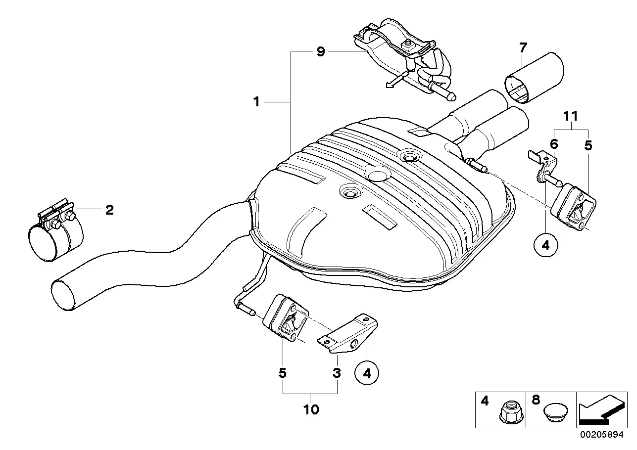 Rear exhaust system diagram