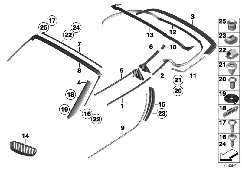 Exterior trim diagram