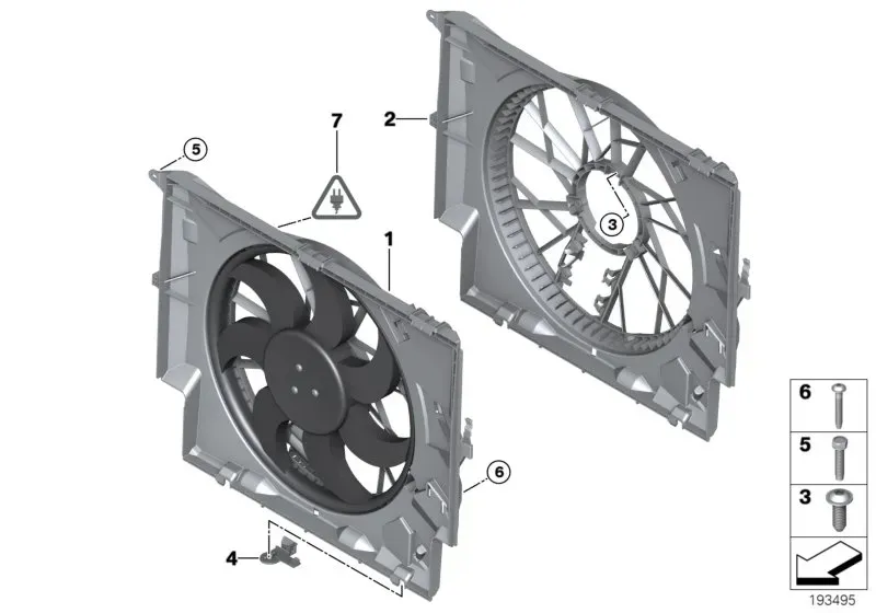 Cooling fan with shroud diagram
