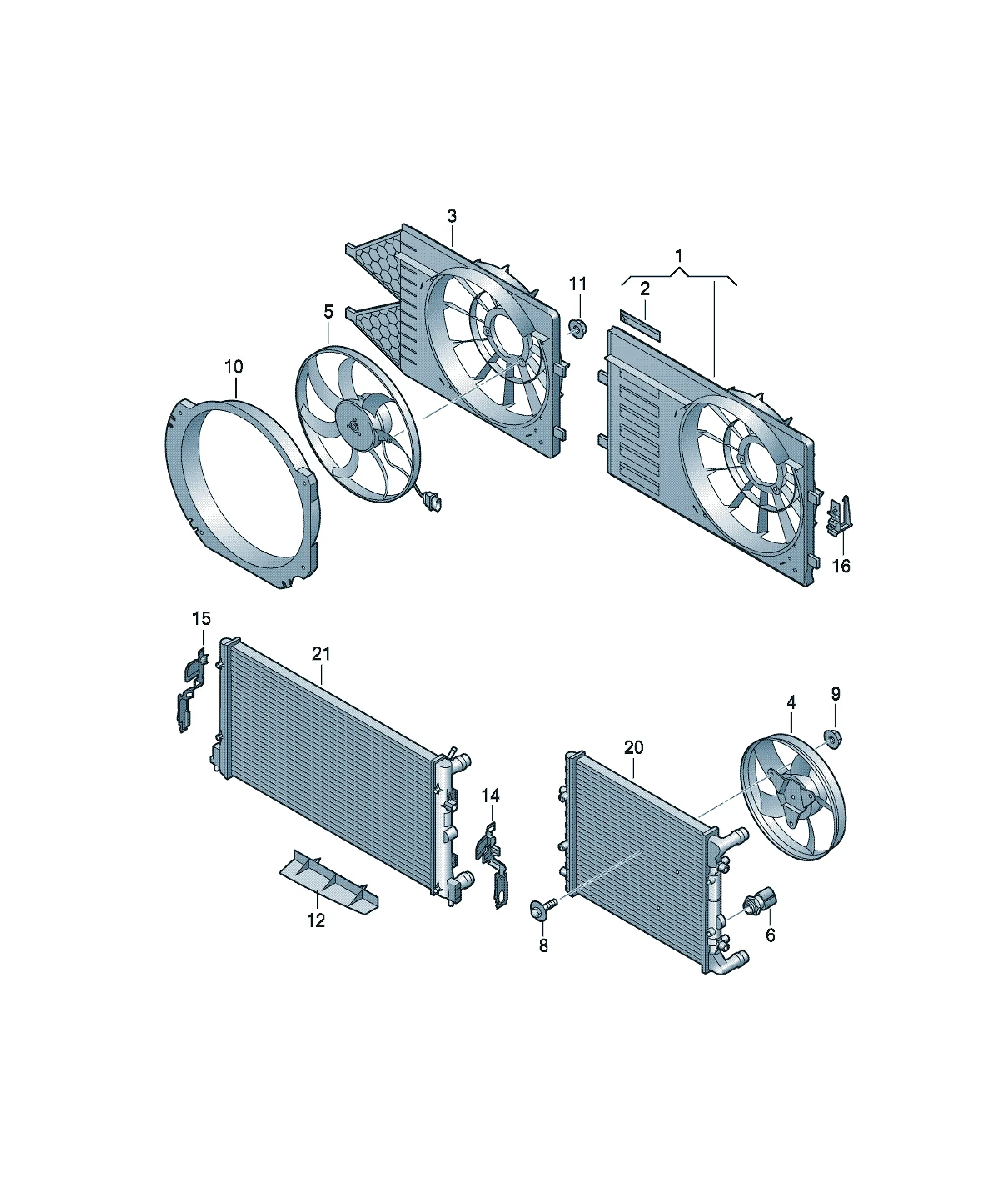 Radiator air guide shroud diagram