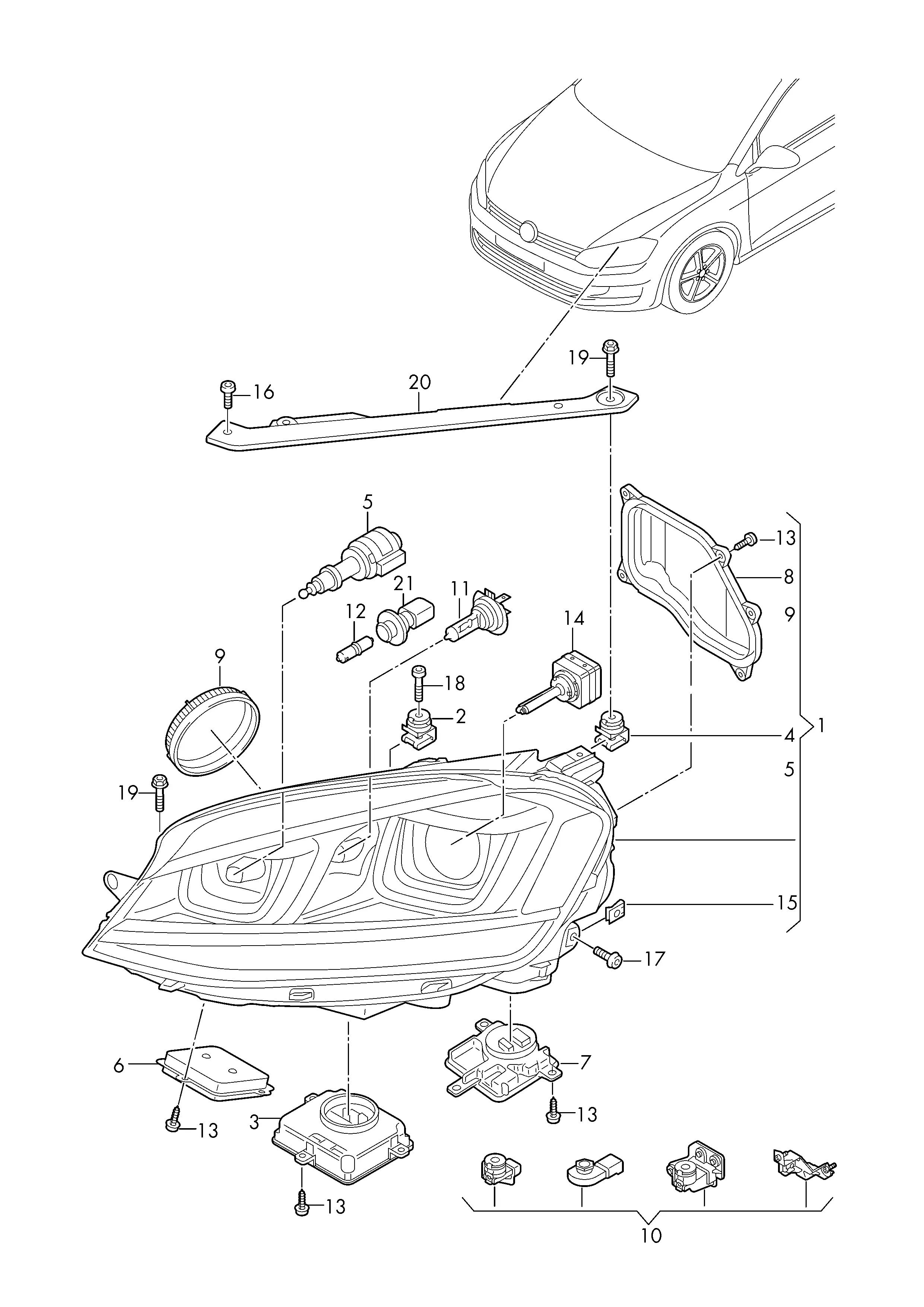 Adaptive Headlight with LED Daytime Running Lights diagram