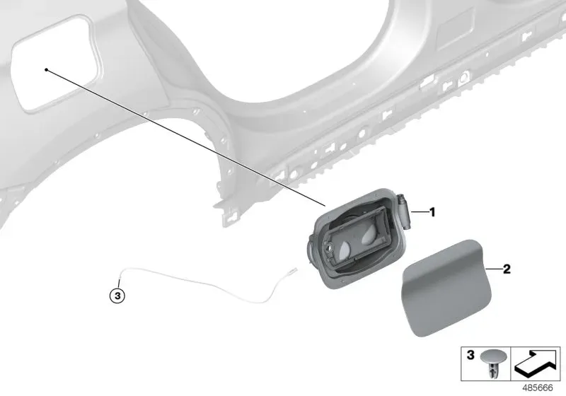 Fuel tank filler flap diagram