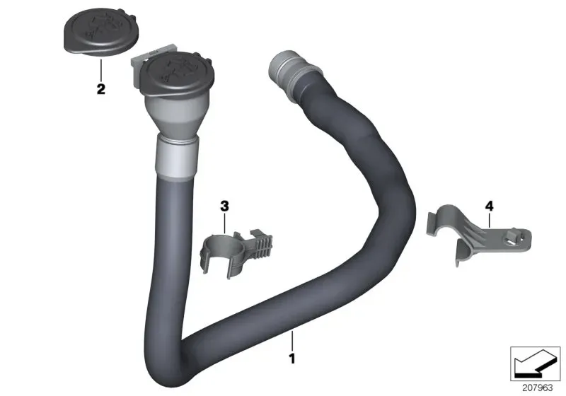Washer reservoir filler pipe diagram