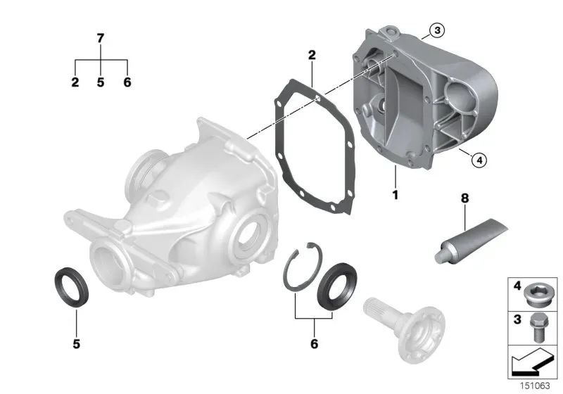 Rear axle final drive gasket set diagram