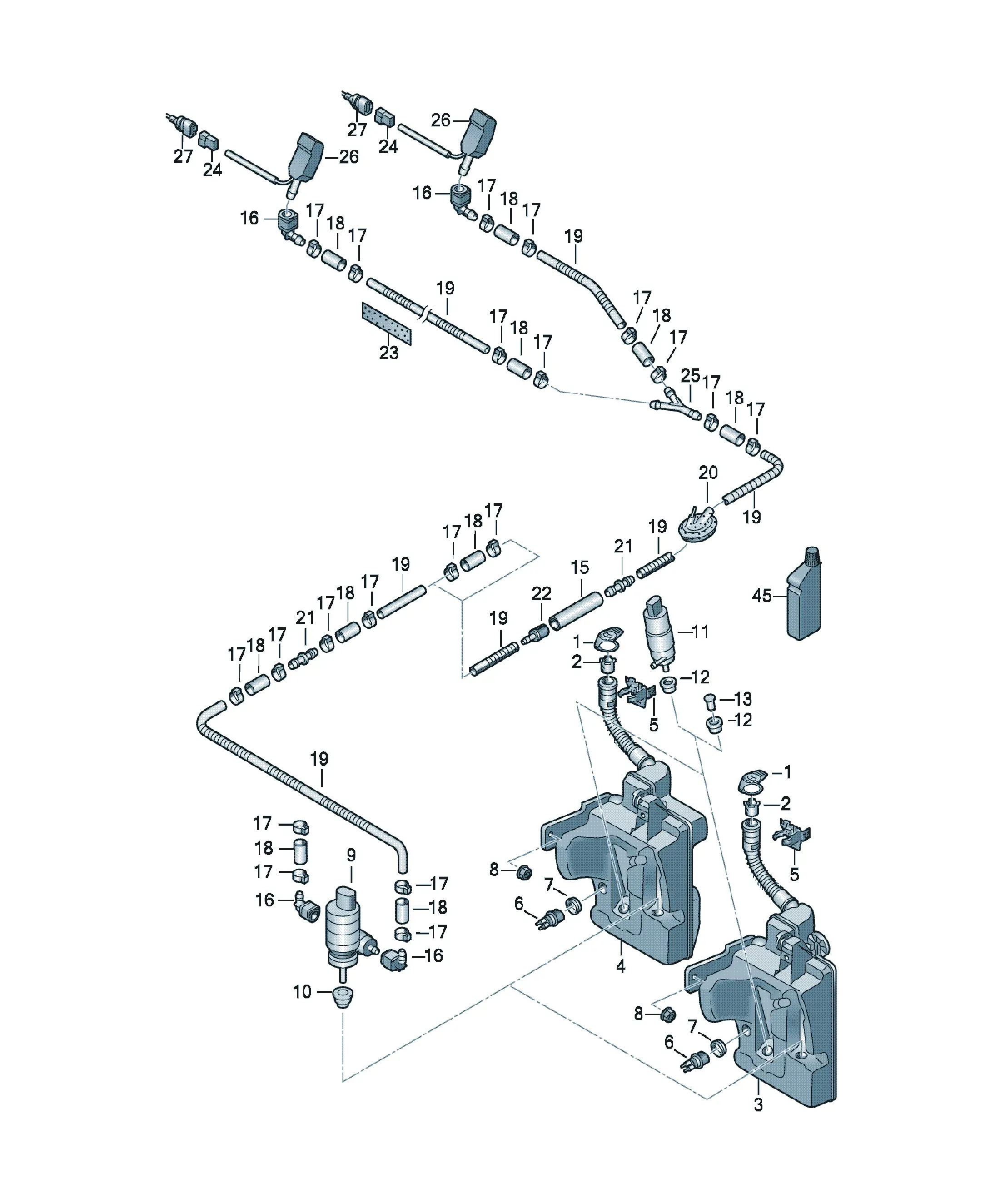 Windshield washer system diagram