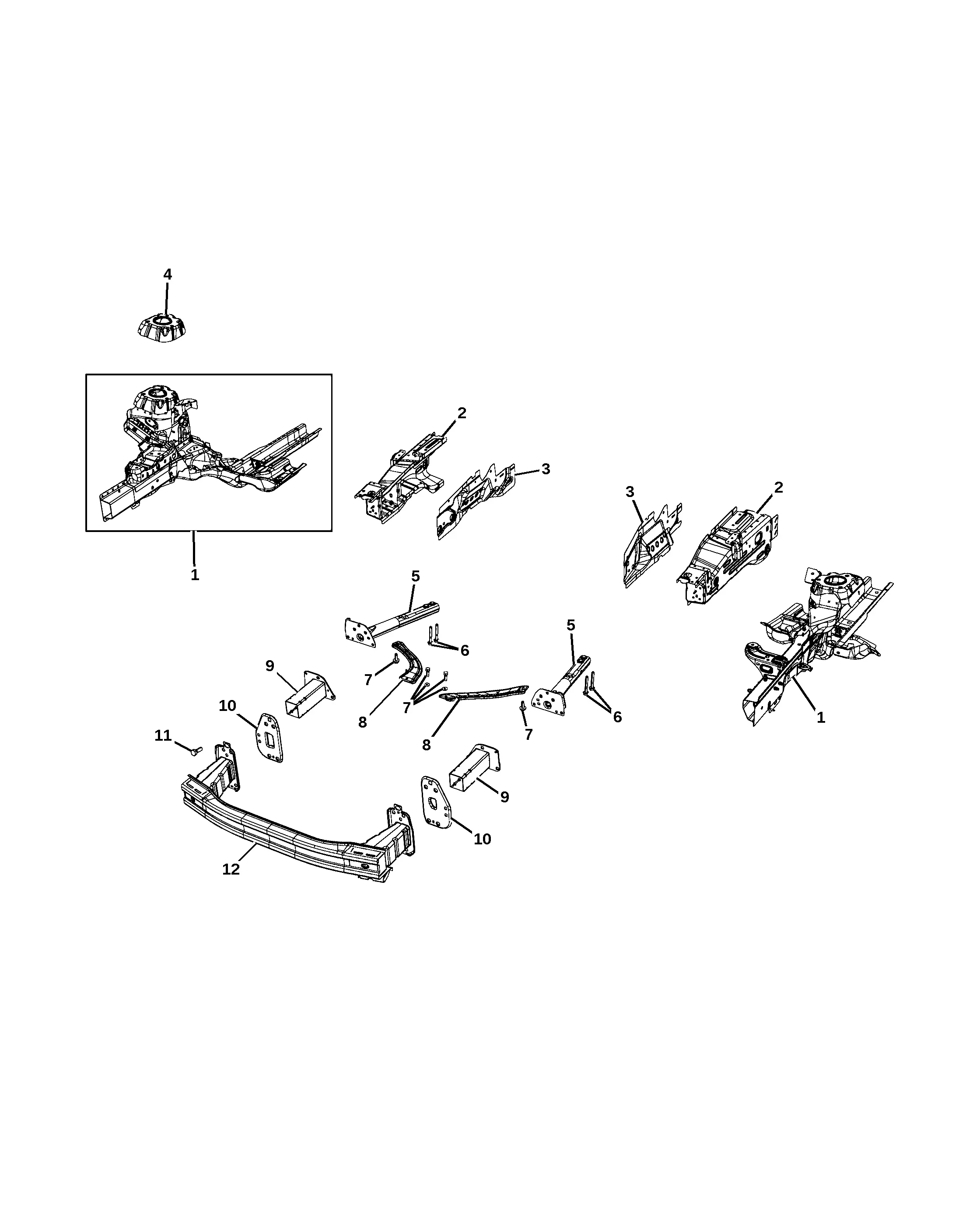 Front frame section diagram