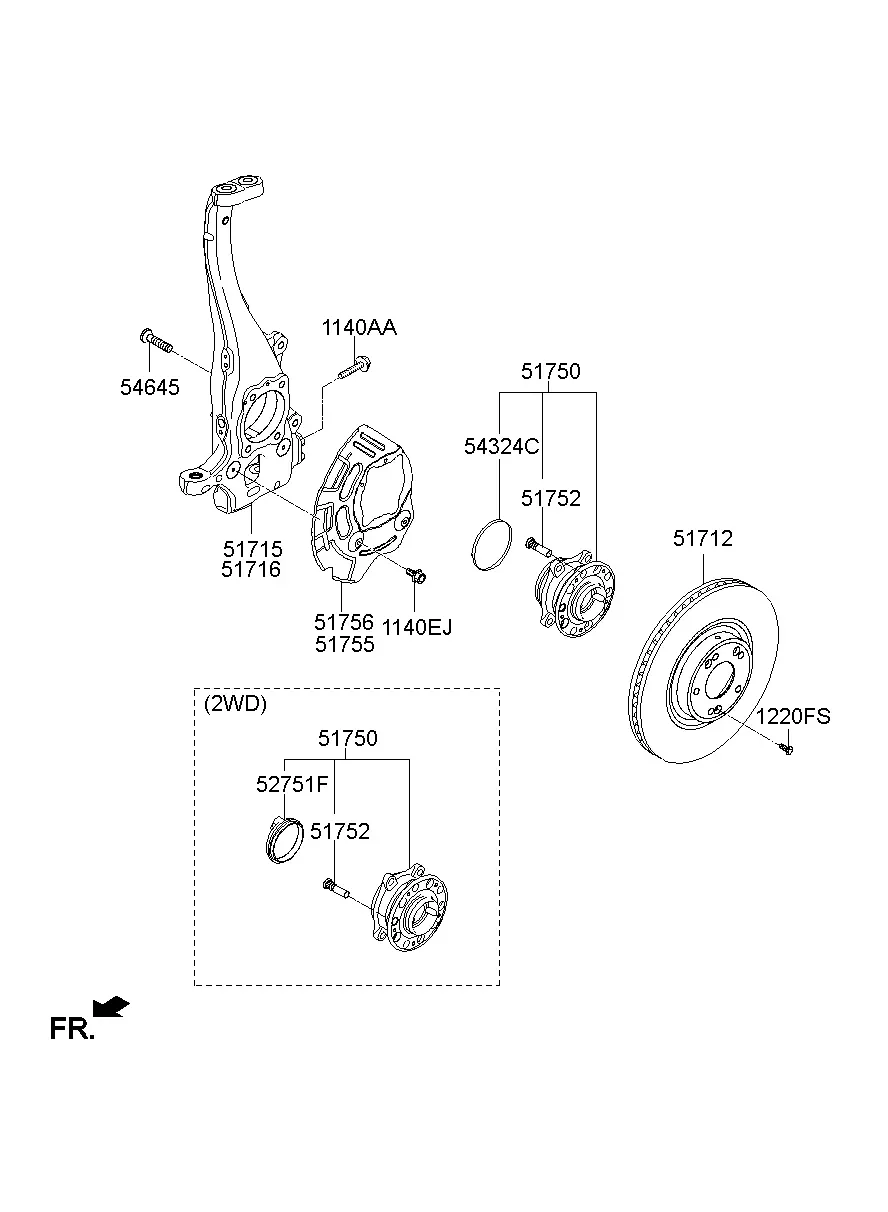 Front wheel hub diagram