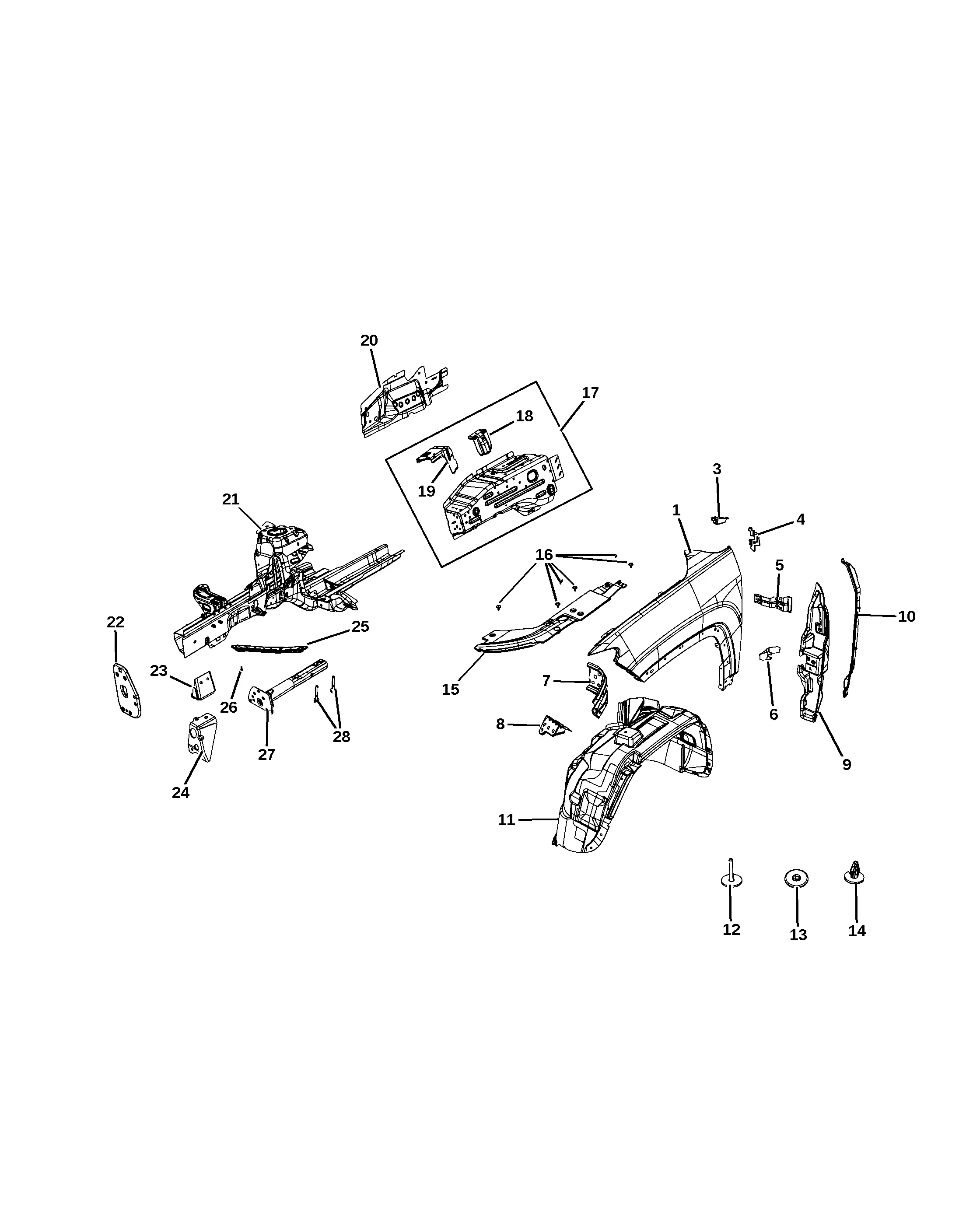 Front fender diagram