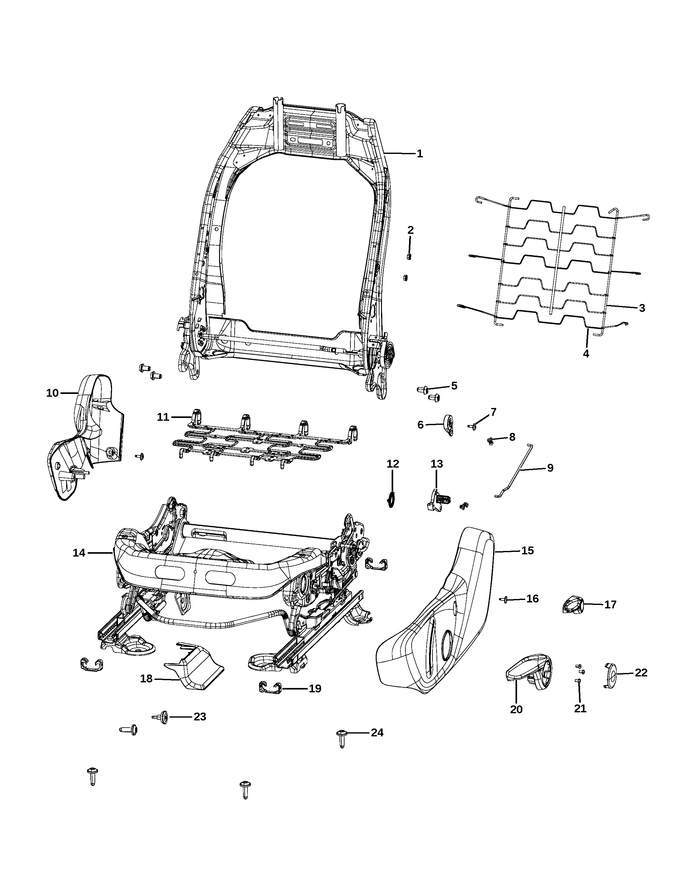 Front seat adjuster diagram
