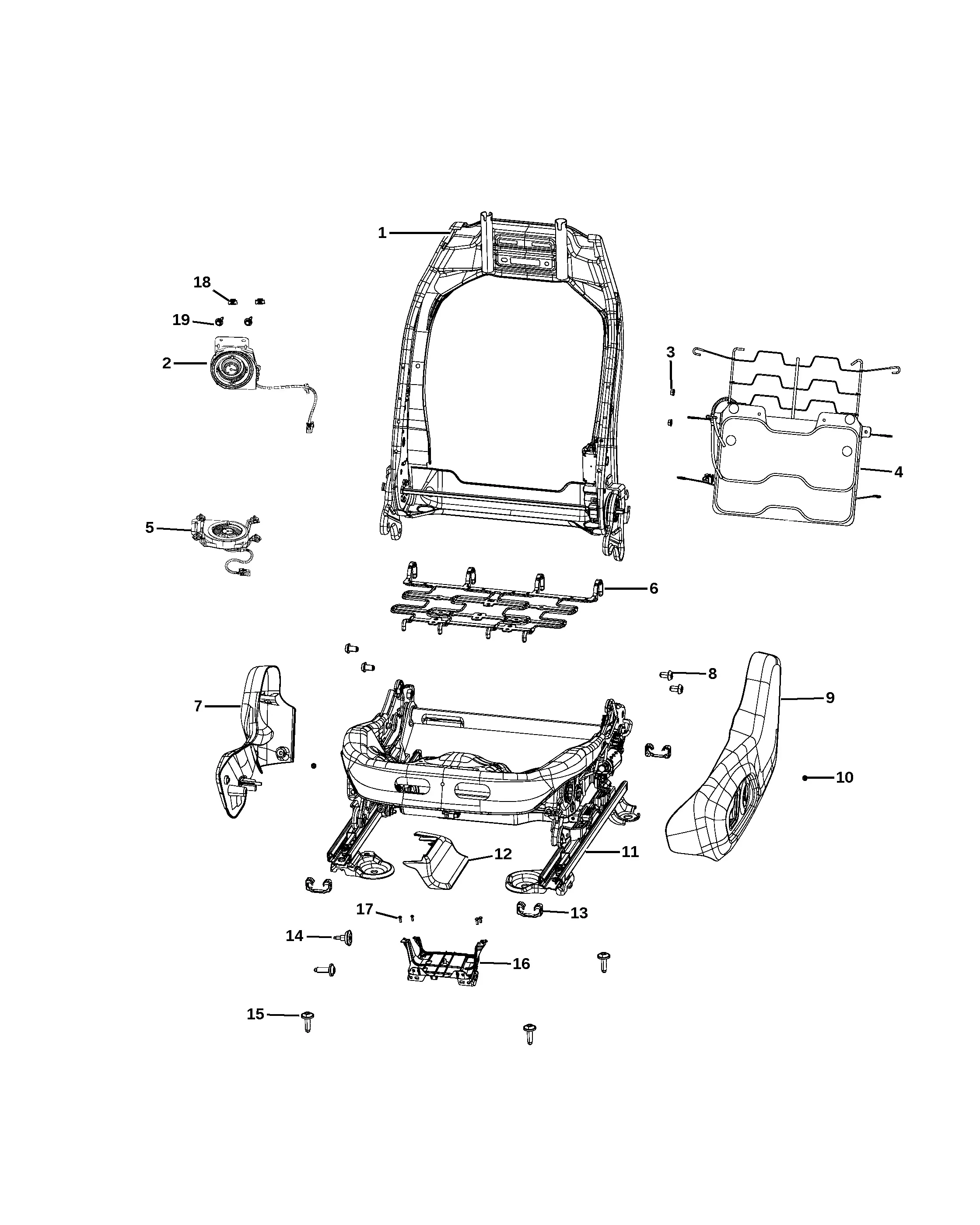 Front seat adjuster diagram