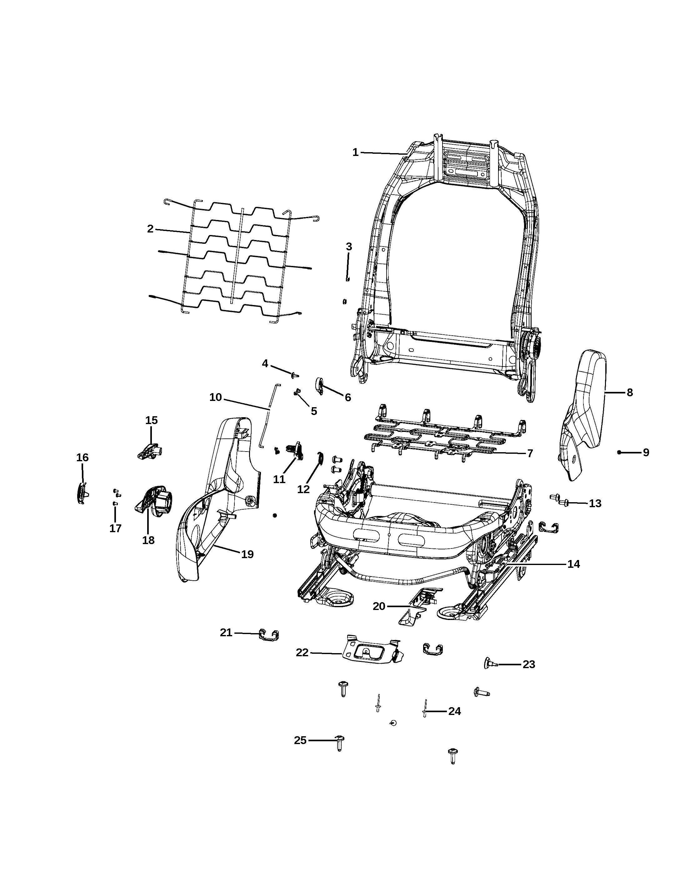 Front seat adjuster diagram