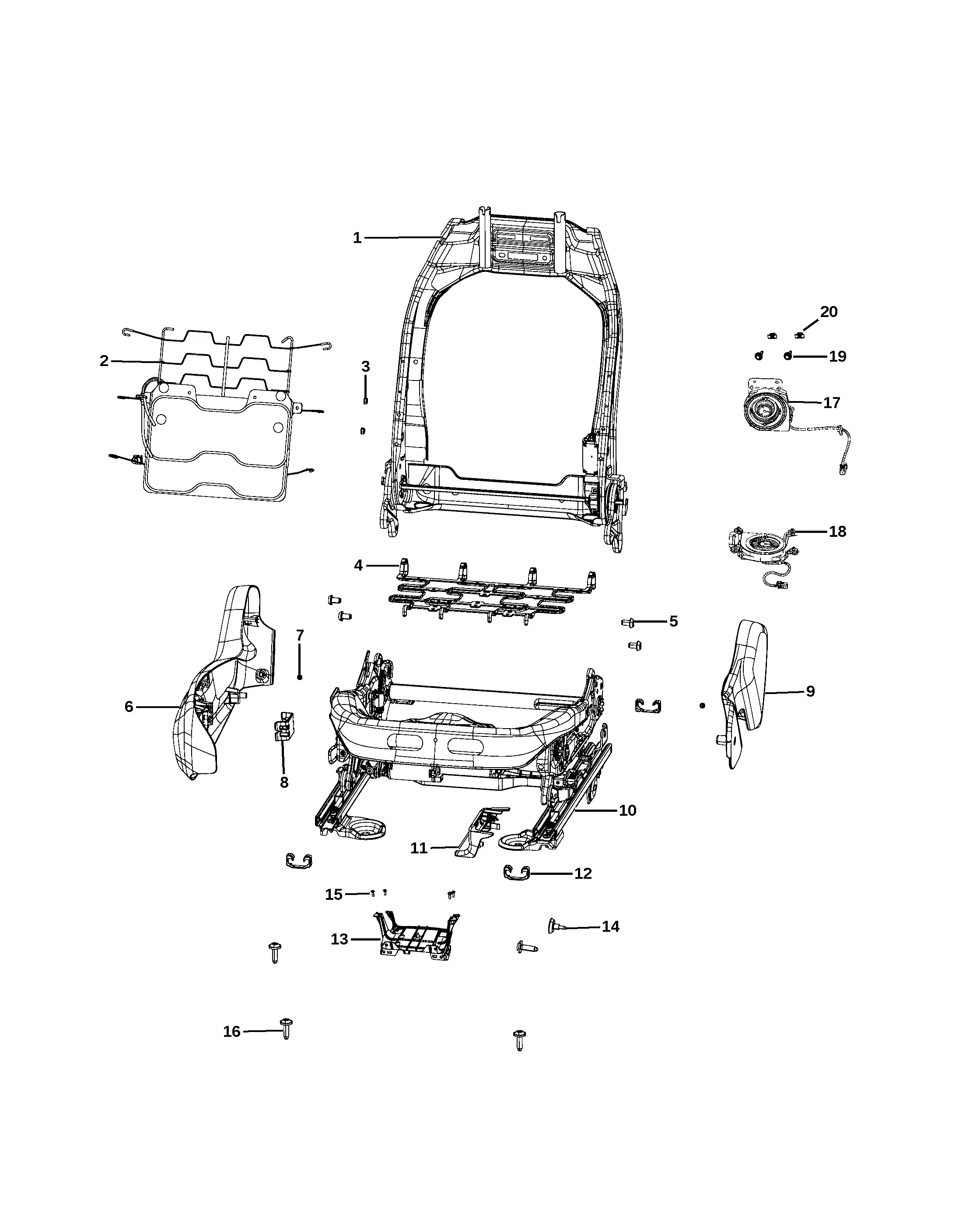 Front seat adjuster diagram